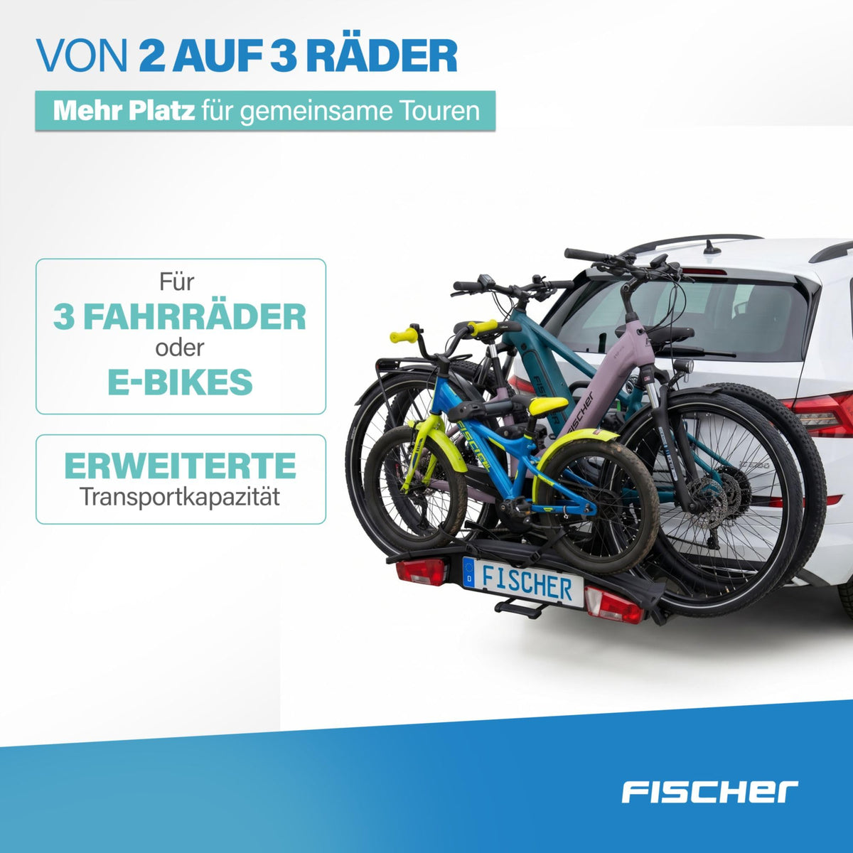 Fischer extension set for RoadLine Black bike rack, including mounting material, for a 3rd bike, black - 103812