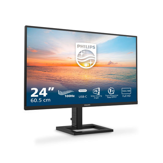 PHILIPS 24E1N1300AE - 24 inch Full HD Monitor, speakers, height adjustable (1920x1080, 100 Hz, HDMI, USB-C (65W PD), USB Hub) black - Philips