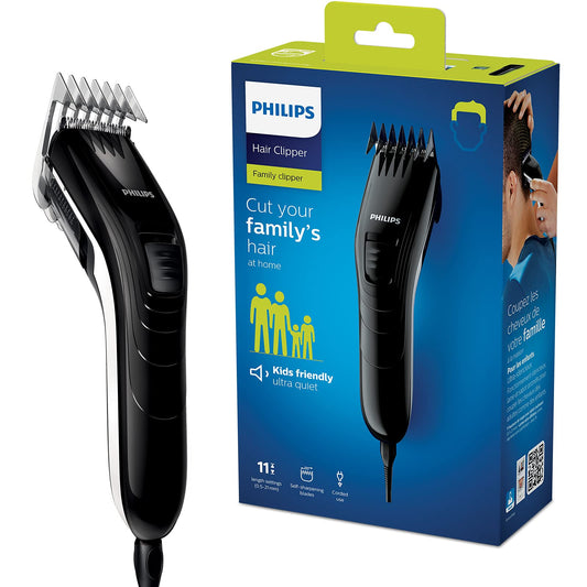 Philips hair trimmer f. d. Whole family QC5115/15 stainless steel blades, 11 length settings, use with cable