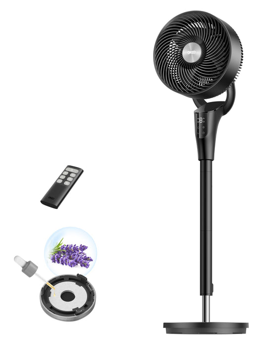 DREO Quiet Stand Fan for Bedroom [Improved], 27m Airflow, Quiet, 90° Oscillating, DC Motor, 8 Speeds, 3 Modes, 96-106cm Height Adjustable, 8H Timer, 105° Manual Tilt - DR-HPF013