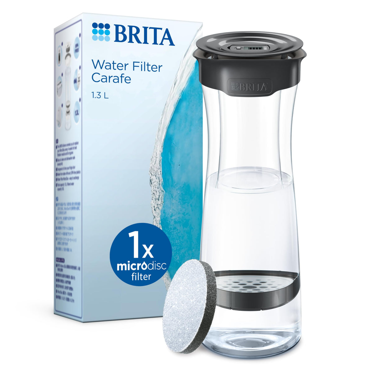 BRITA - Fill&Serve Filter Jug – 1.3 l – Black – with 1 MicroDisc Water Filter - 1030345
