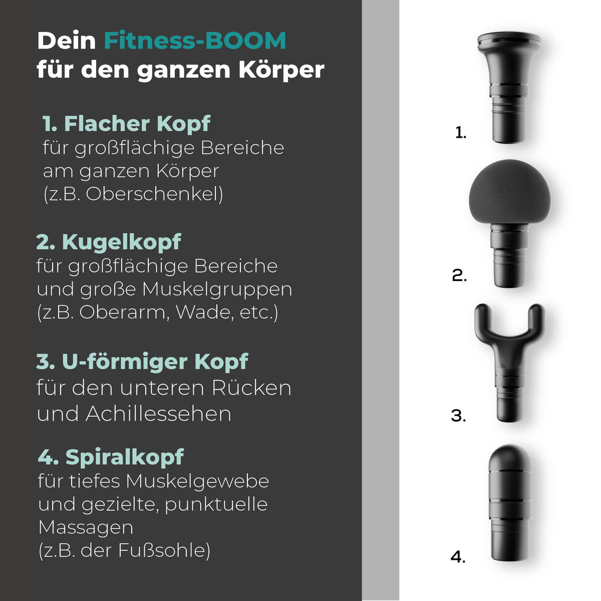 Beurer Antelope BOOM Pistolă de masaj, pistol de masaj compact cu 4 accesorii, pentru relaxare și regenerare, masaj puternic al punctelor de trigger, dispozitiv de masaj pentru mușchi cu 5 niveluri de intensitate și acumulator. - 10346