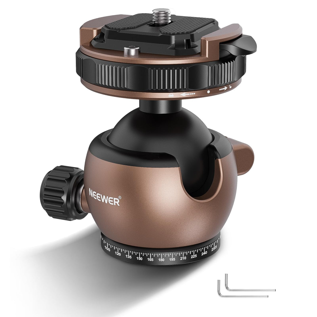 NEEWER Tripod Head Ball Head Tripod Mount Adapter, flat tripod head, ball mount, quick release with 1/4" QR plate, compatible with Peak Design Capture Camera Clip, max load 10kg, GM32 - GM32/40mm