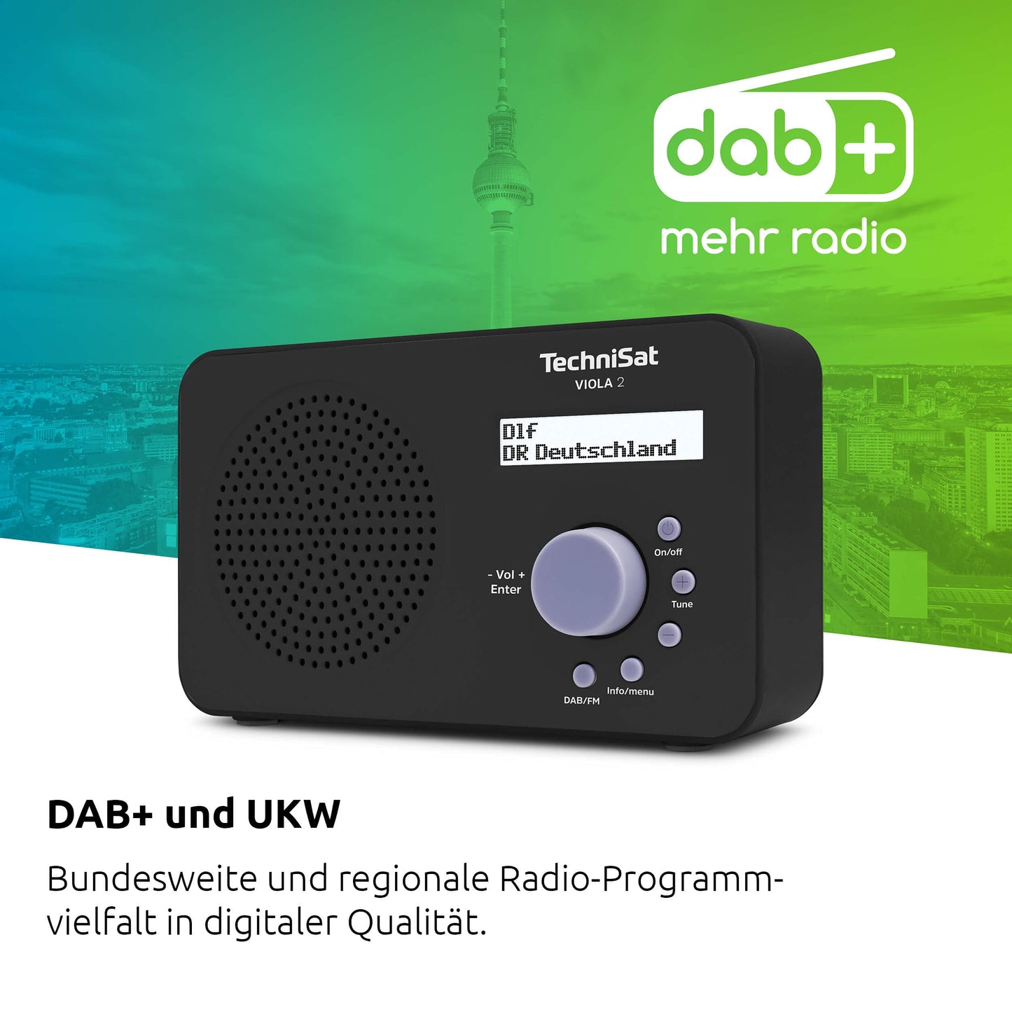 TechniSat VIOLA 2 - portable DAB radio, DAB+, FM, 1 watt RMS, black - 0002/3906