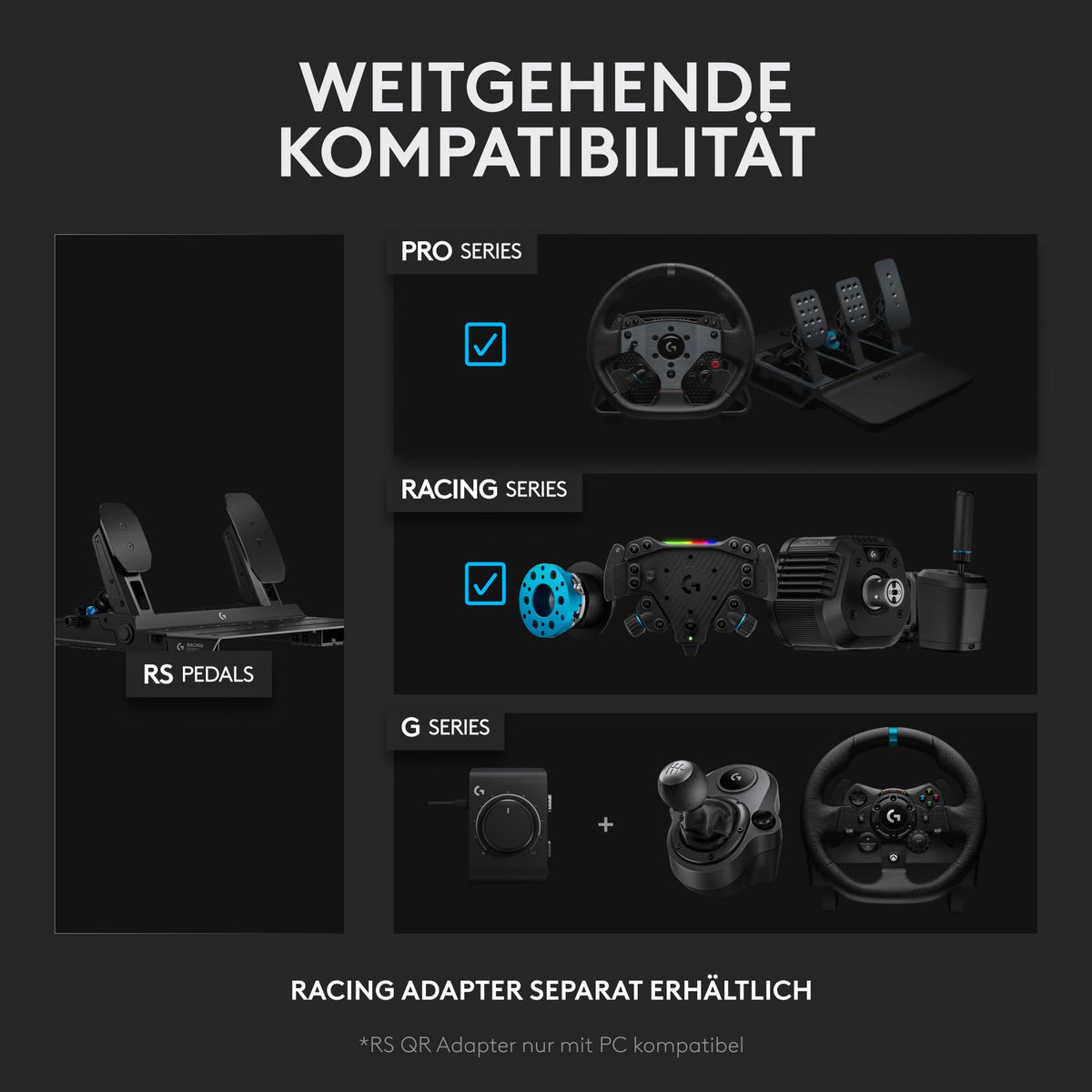 Logitech G RS Pedale – pedale sim-Racing cu frână cu celulă de încărcare de 75 kg - 941-000310
