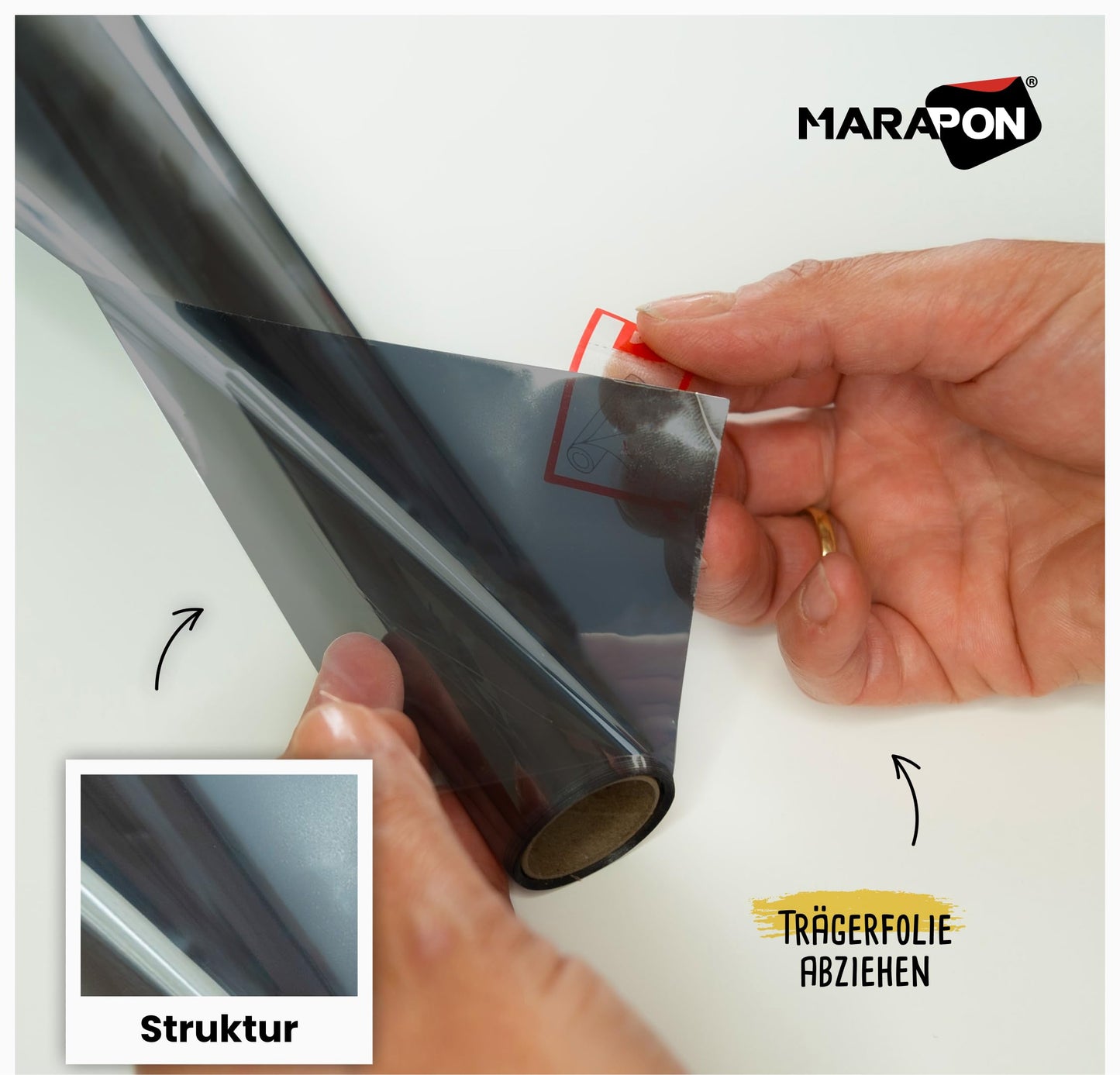 MARAPON ® self-adhesive window film including eBook with professional tips - window privacy film with anti-UV - frosted glass film - milk film (mirror film black, 1.05 x 2 m) - M10520-SMB