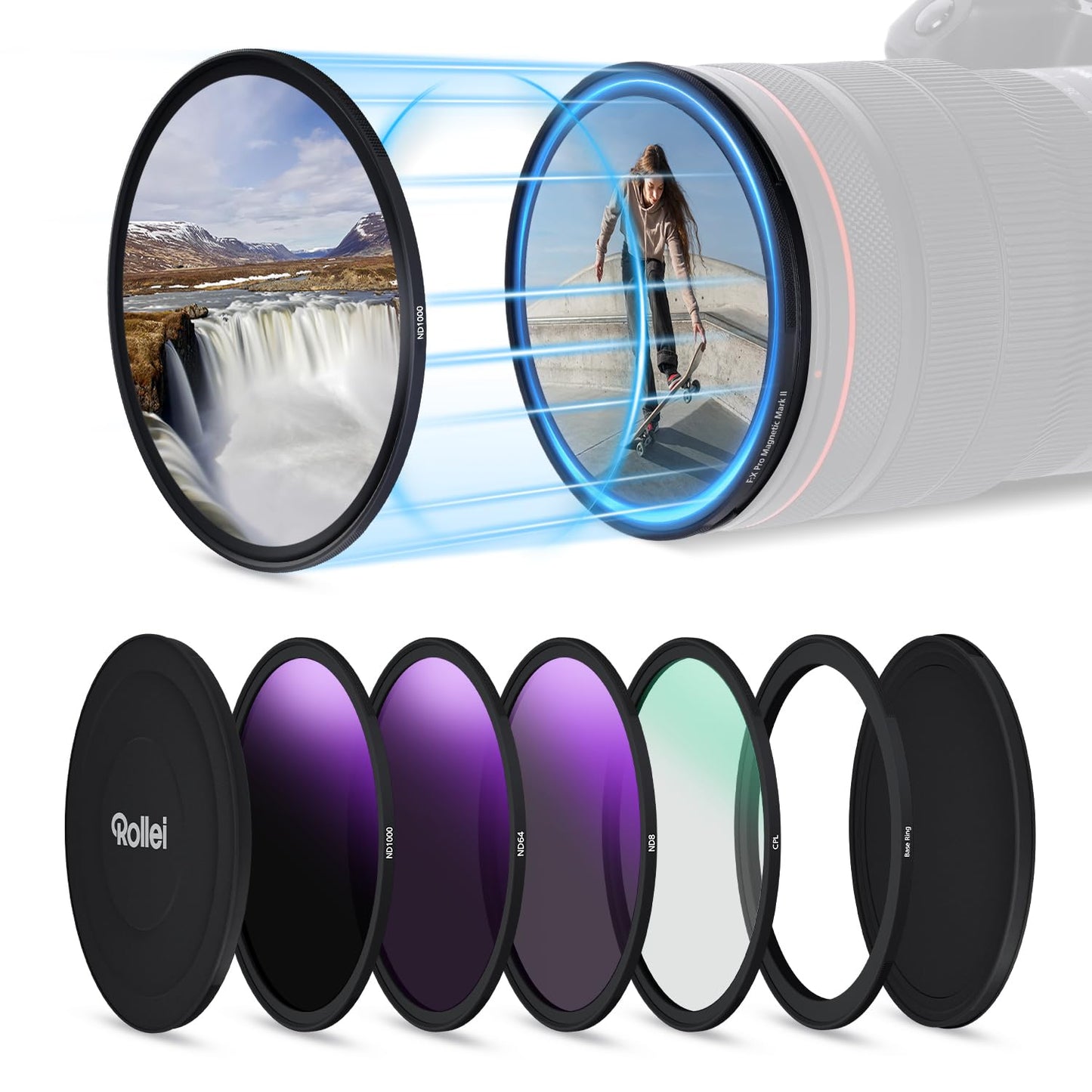Rollei F:X Pro magnetic ND round filter set 67mm with ND8+ND64+ND1000+CPL - 26684