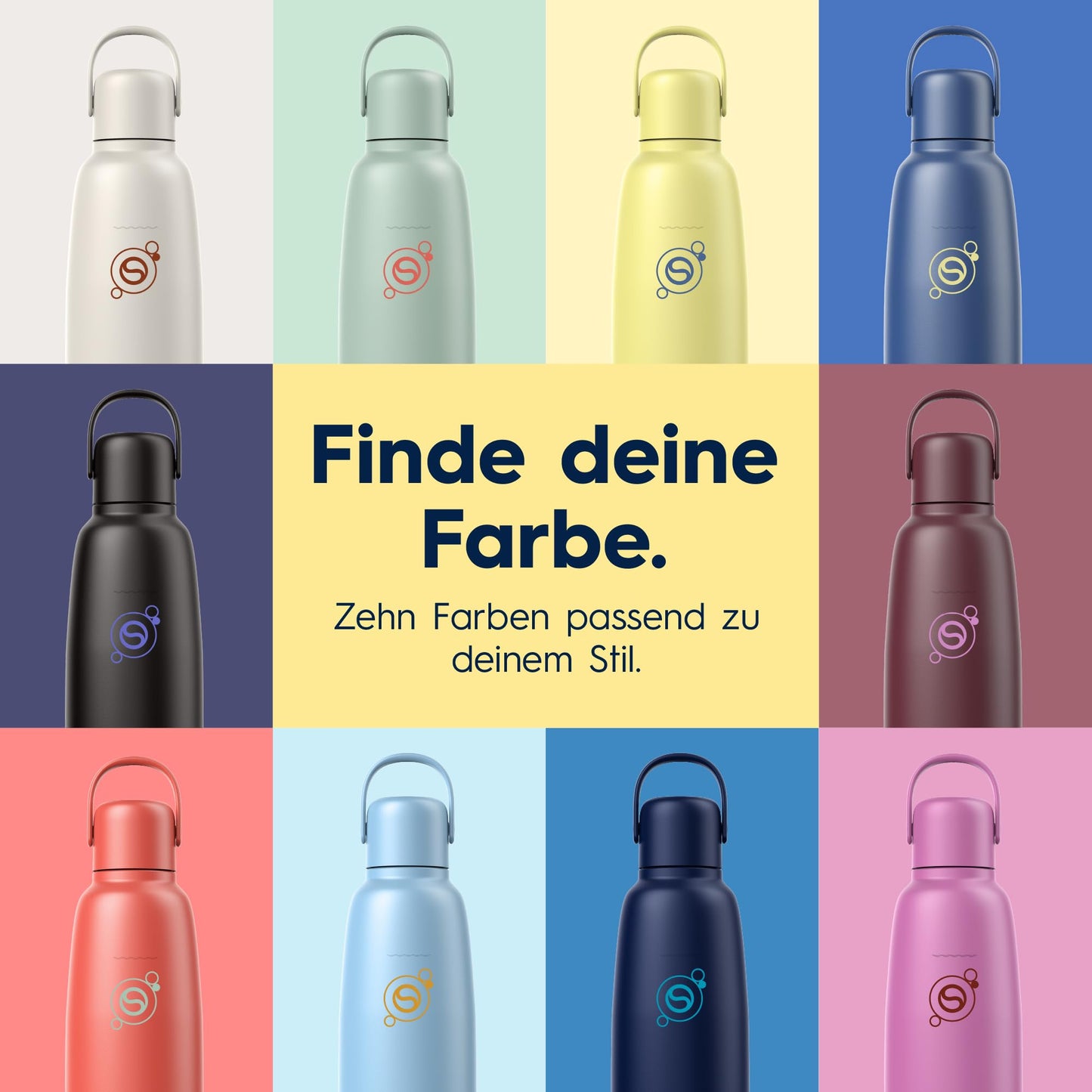 sodastream Fizz & Go stainless steel soda bottle 0.9 l, double-walled insulated thermos bottle, keeps warm & cold, for carbonated drinks, compatible with DUO, TERRA, ART, ENSO & more, lemon yellow - 1062417440
