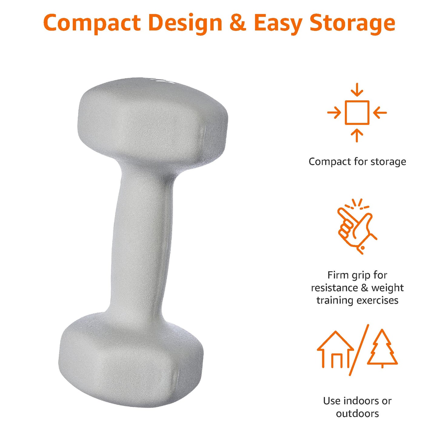 Amazon Basics Neoprene Dumbbell Weights, Gray, 8 kg, Set of 2 (2 x 4 kg) - GND004