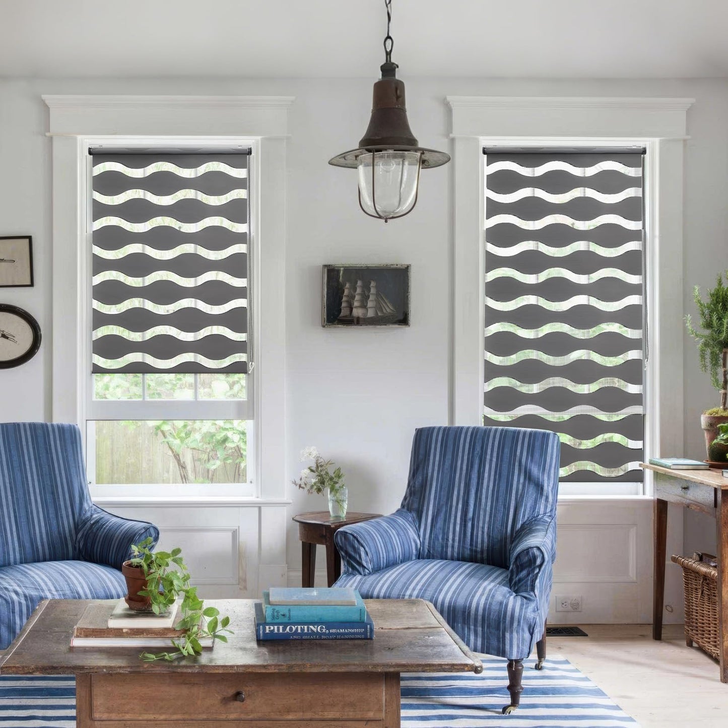 Sekey double roller blind waves Klemmfix without drilling for windows, double roller blind 80 cm wide, duo roller blind wave blinds sun protection, 80x100cm, white - BL-2701