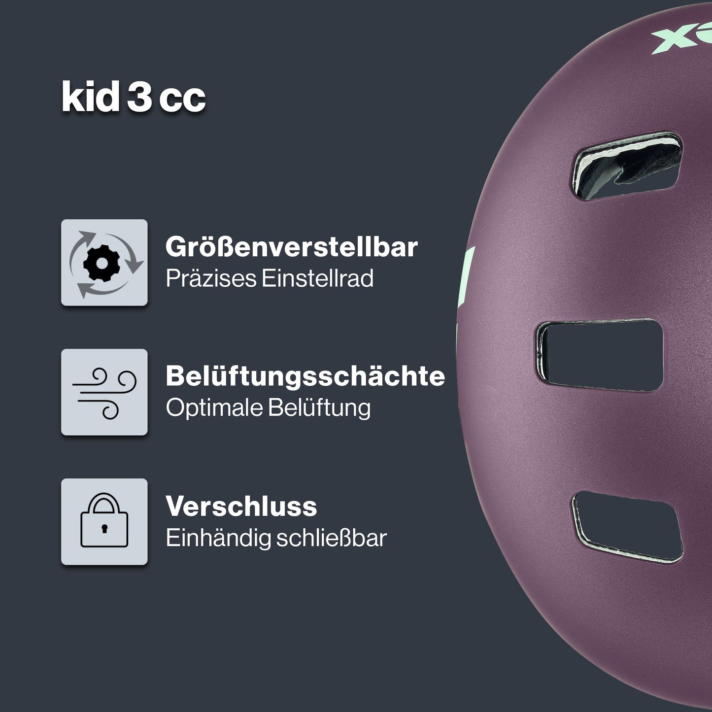 uvex Kid 3 cc children's bicycle helmet, plum mint, 51-55 cm - S4149721815