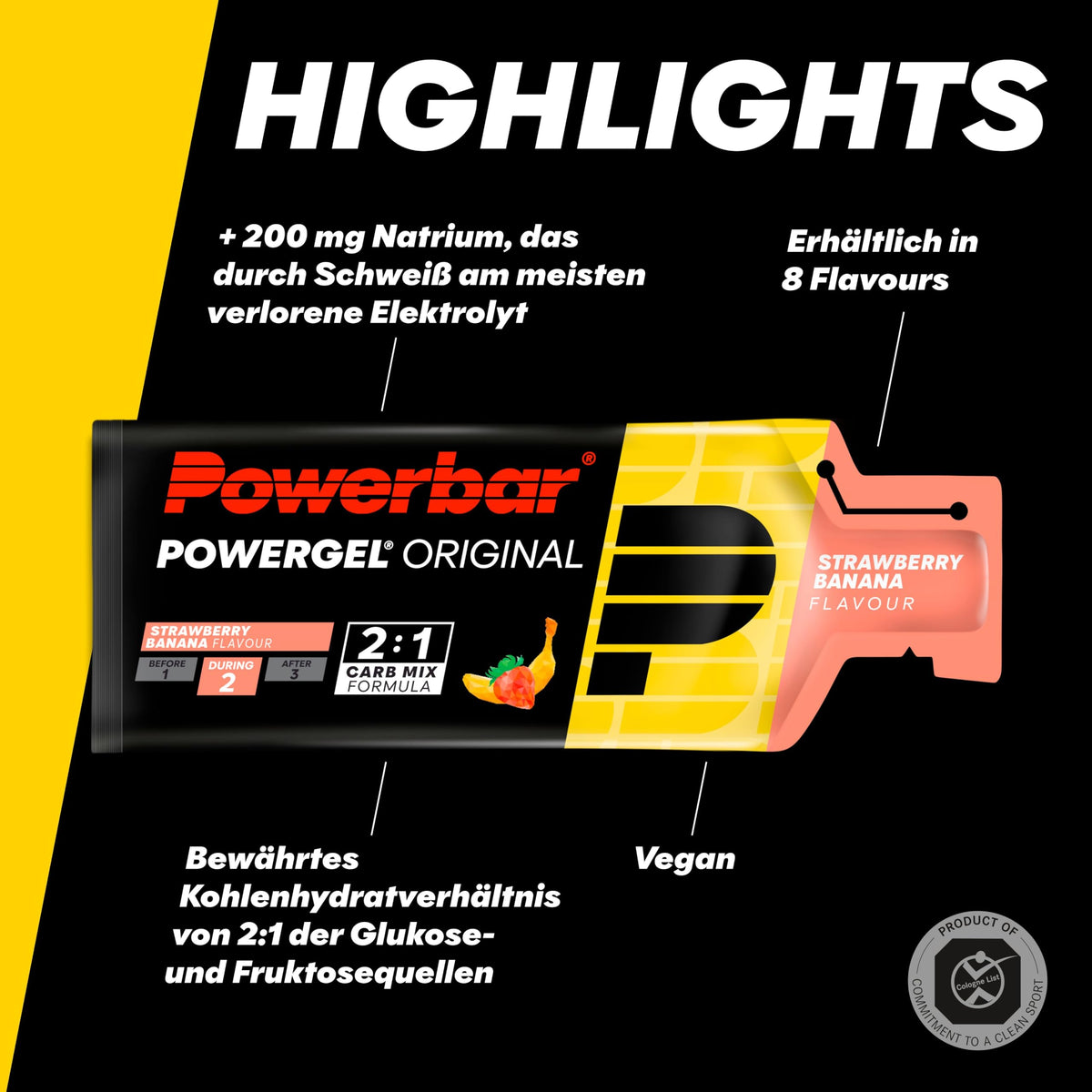 Powerbar PowerGel (24x41g) Strawberry Banana - Energie & Ausdauer - Energie-Gel - 22010300