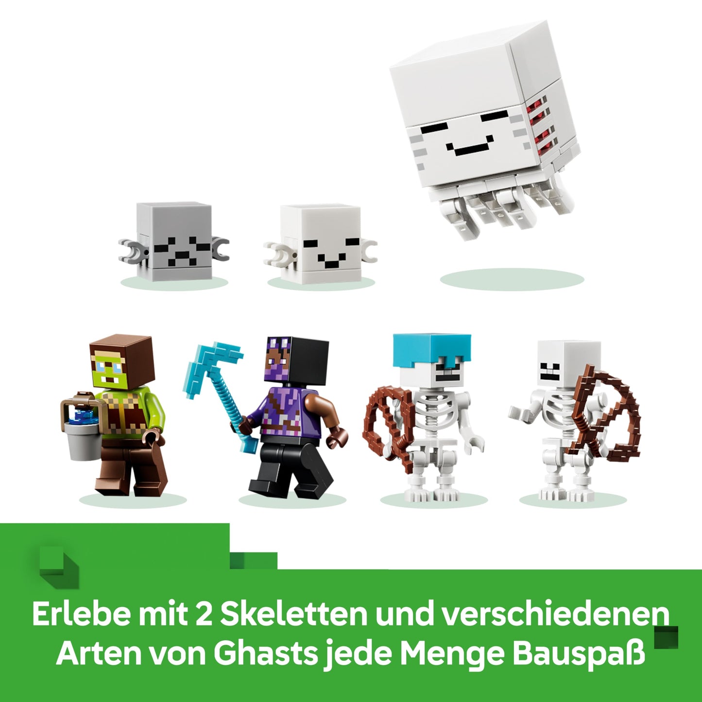 LEGO Minecraft Ghast Station - toy with 8 figures including 2 skeletons and 4 ghasts with accessories - room decoration for children - gaming gift for boys, girls and fans aged 9 and over - 21597
