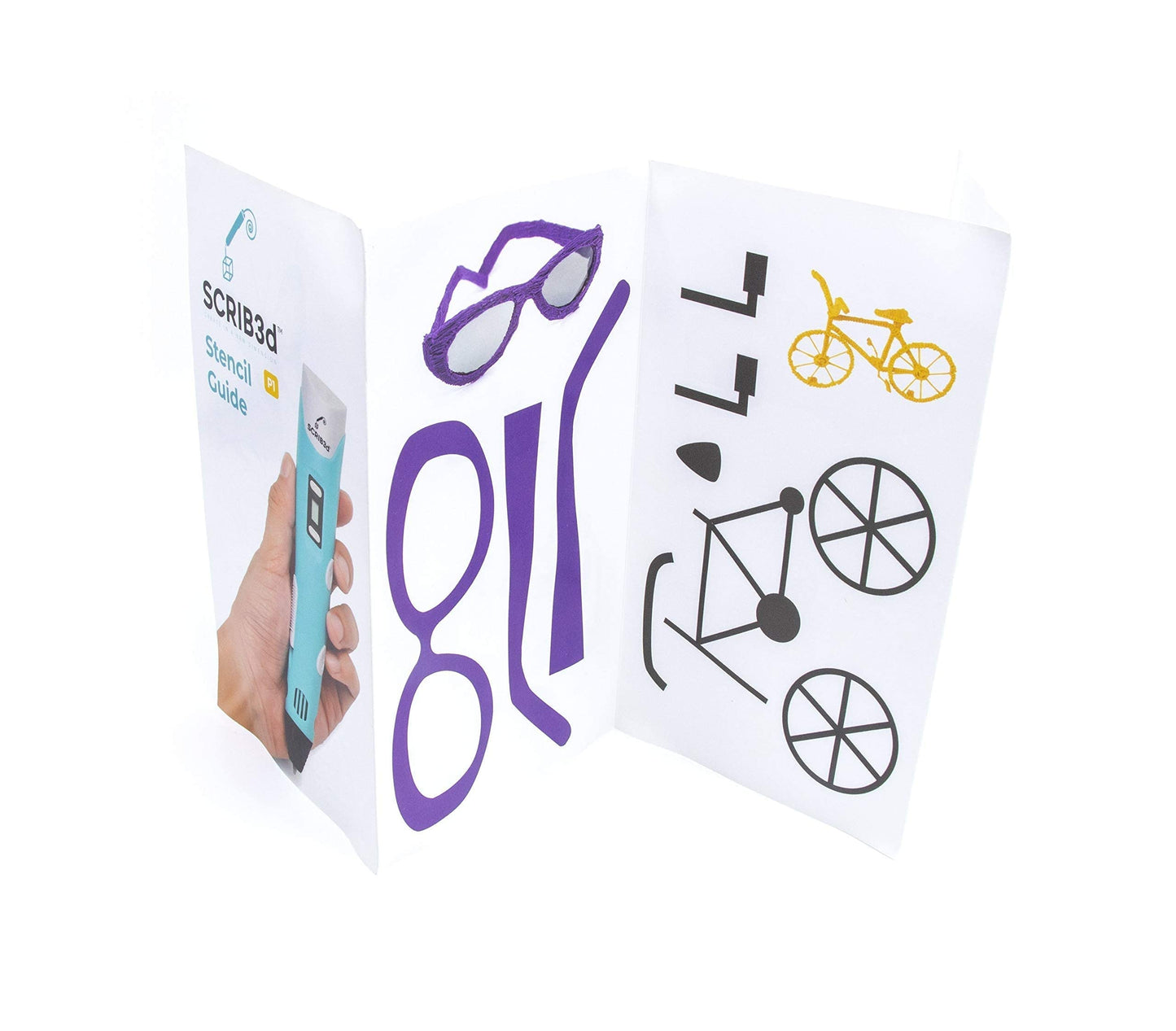 SCRIB3D P1 3D Printing Pen with Display - Includes 3D pen, 3 starting colors of PLA filament, stencil book + project guide and charger - SCRIB_PEN_P1