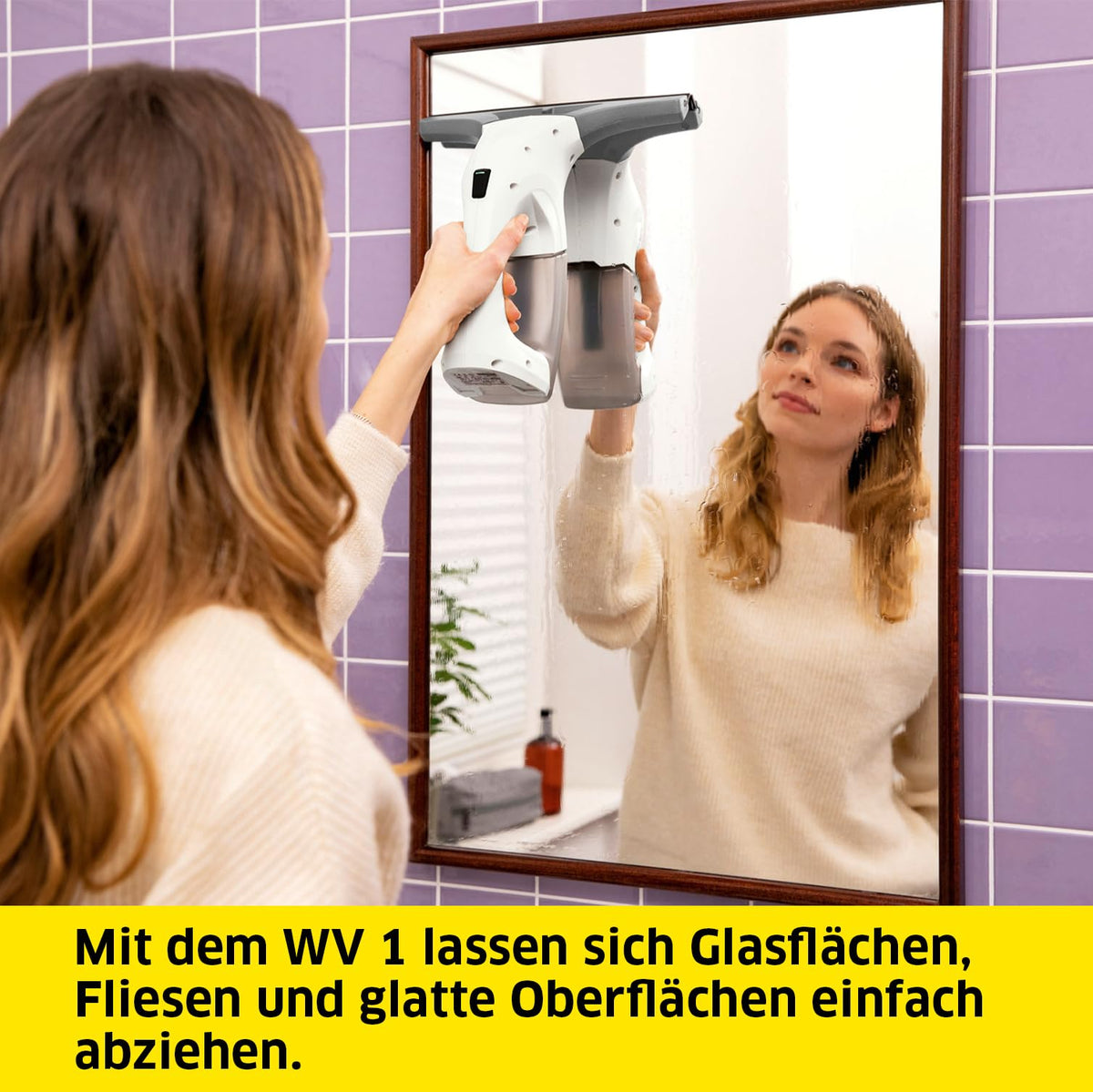 Kärcher Window Vacuum WV 1 Plus, battery life: 20 min, LED charging status indicator, dirty water tank: 100 ml, weight: 0.5 kg, spray bottle with microfiber cover, 20 ml, working width of the suction nozzle 250 mm - 1.633-608.0
