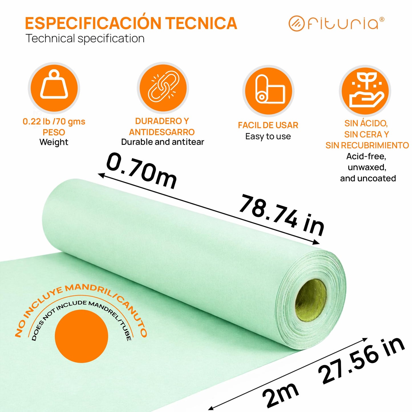 OFITURIA Kraft Paper Green Pastel - Roll 0.70 × 2 m - 6 Rolls - Wrapping Paper and Packaging Paper - Craft Paper for DIY, Decoration and Sewing Patterns - Tear-Resistant and Easy to Cut - COM620-parent2