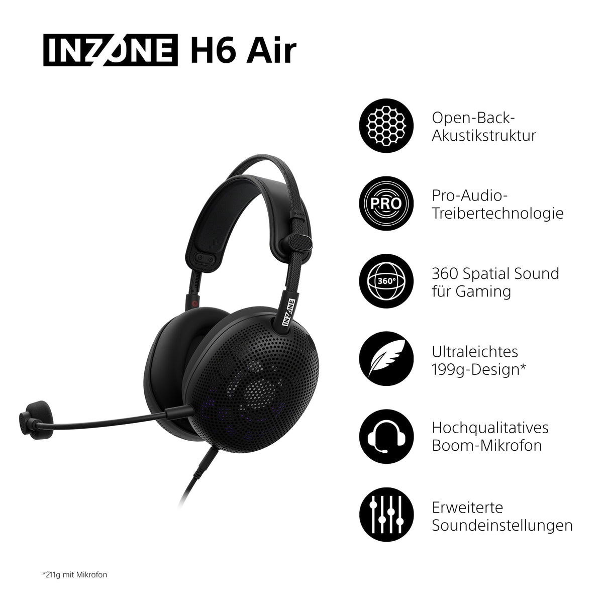 Sony INZONE H6 Wired Open-Back Gaming Headset - MDRG600B.CE7