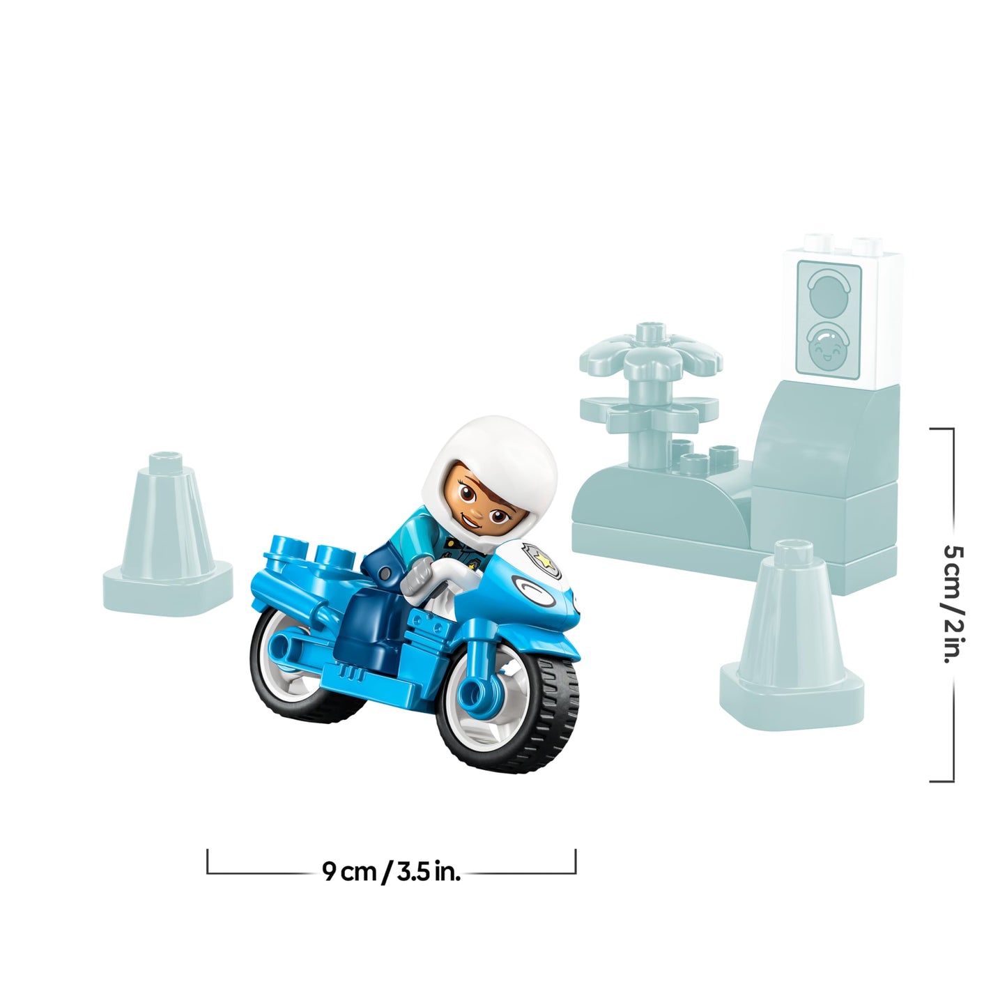 LEGO DUPLO Blue Police Motorcycle - educational toy to promote motor skills for toddlers - including motorcycle, police figure and traffic light - gift for boys and girls aged 2 and over - 10471