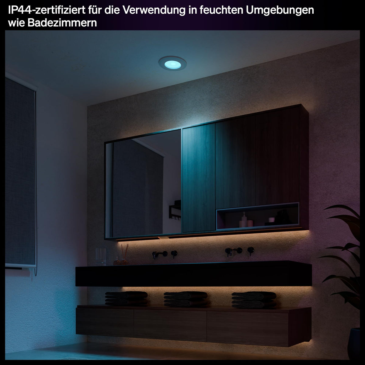 Philips Hue Slim Downlight, spot încastrat cu LED, 1.000 lm, 90 mm, design subțire, lumină de zi cu spectru complet 1.000–20.000 K, dimabil continuu, culoare precisă, iluminat inteligent, alb, pachet de 3. - 929004291002