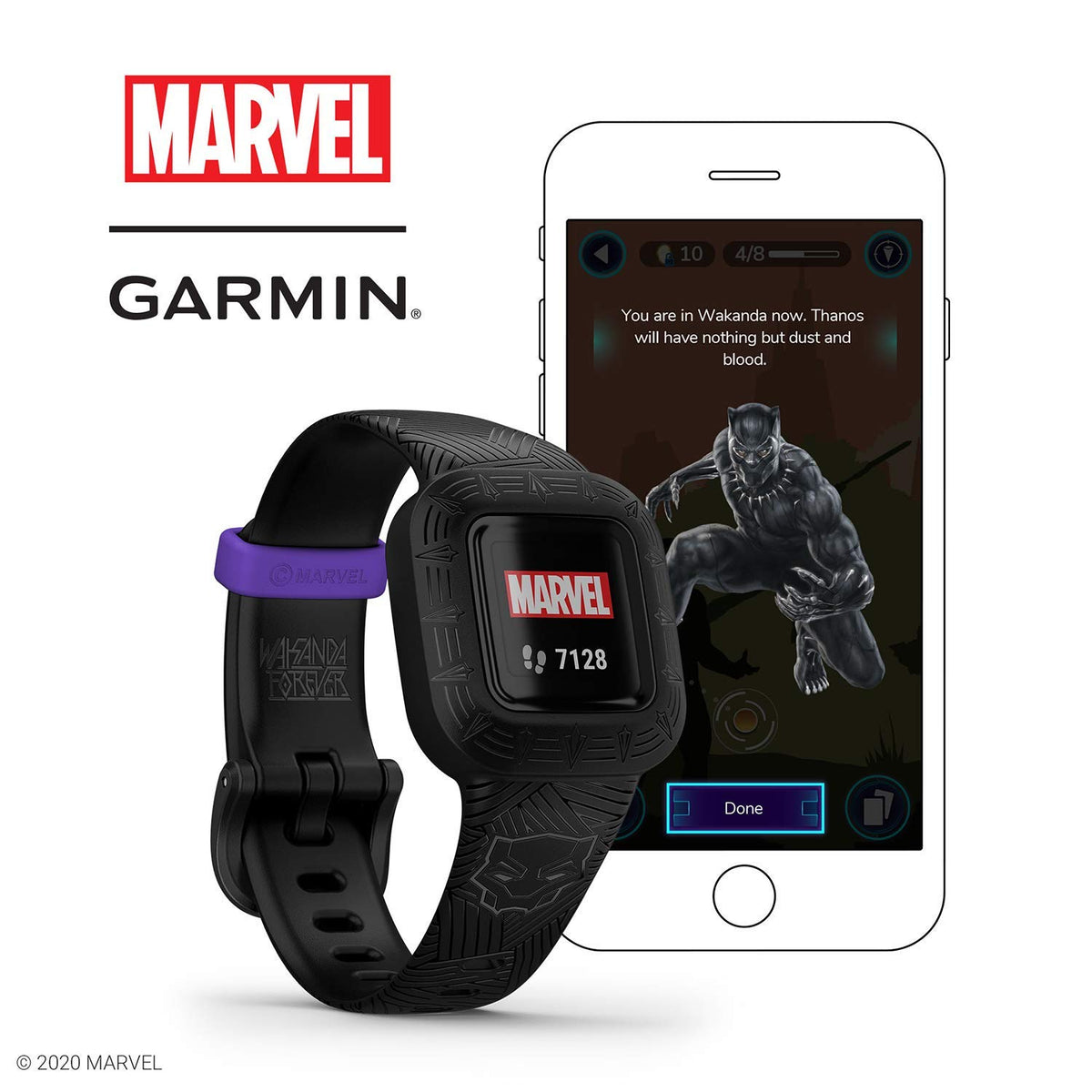 Garmin vívofit jr. 3, Activity Tracker for Kids, Marvel Black Panther - 010-02441-10