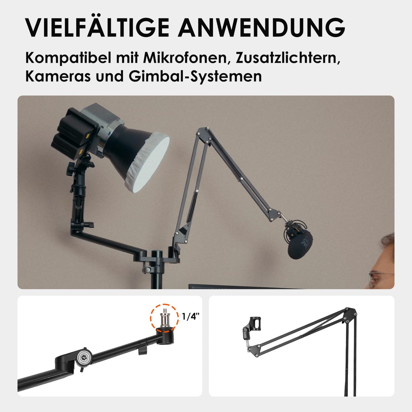 TARION Titanrig Arm Module Y: Camera Table Tripod Overhead Tripod Table Mount Clamp Tripod Flexible Joint Arm Table Mount for DSLR Cameras Ring Lights Webcam Titanrig (Y)