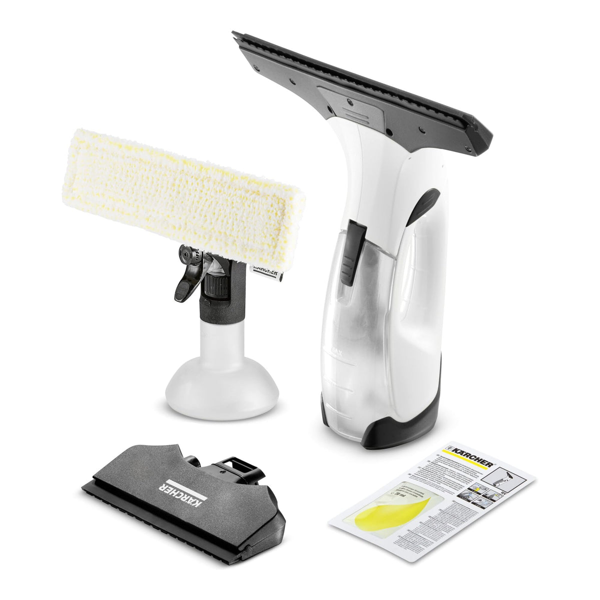 KÄRCHER Window Vacuum Cleaner WV 2 Plus N, battery life: 35 min, LED battery status indicator, 2 suction nozzles, spray bottle with microfiber cover, 20 ml window cleaner concentrate. - 1.633-642.0