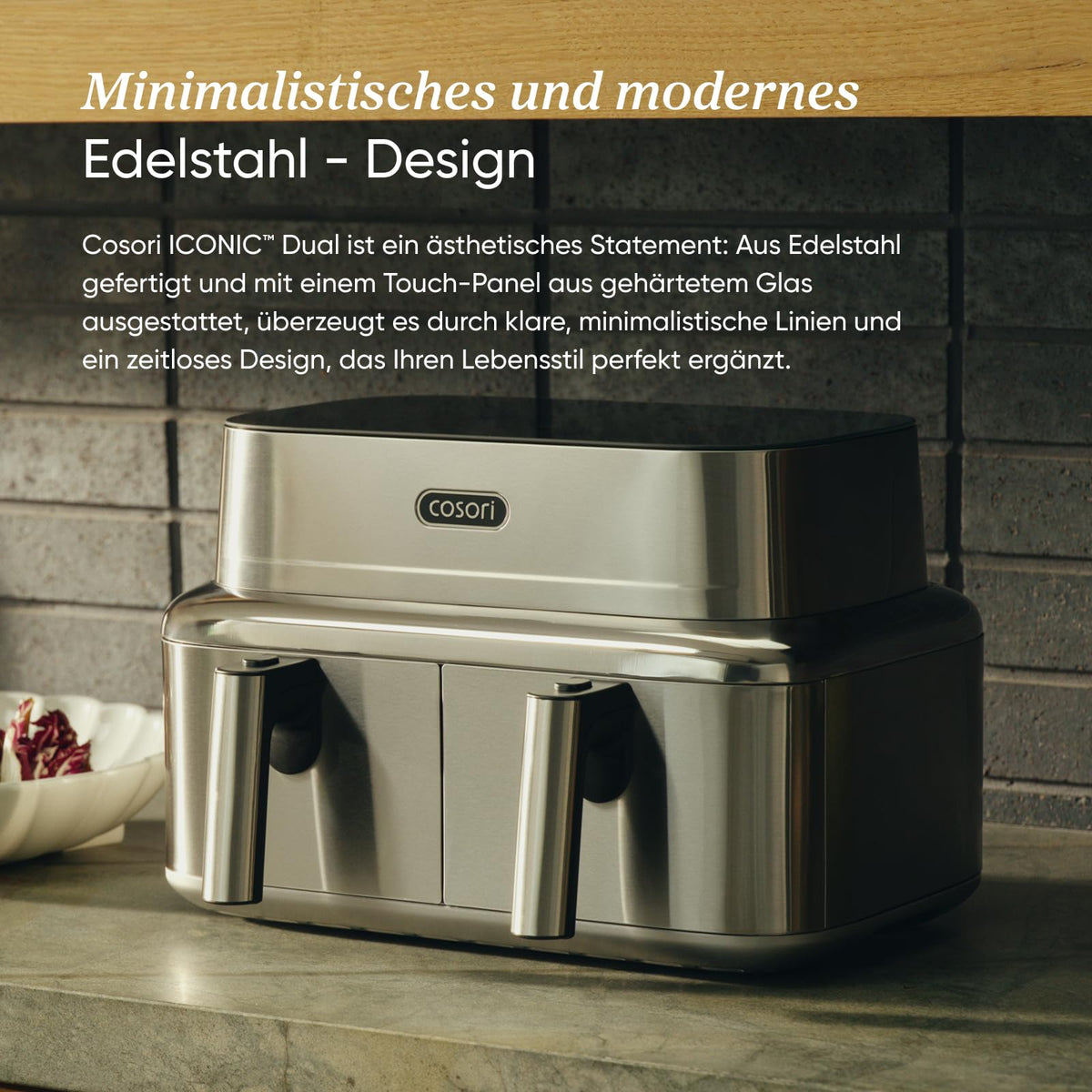 Cosori Airfryer, Iconic Dual, 96% Metal, with nearly plastic-free design - CAF-SE901S-CEU