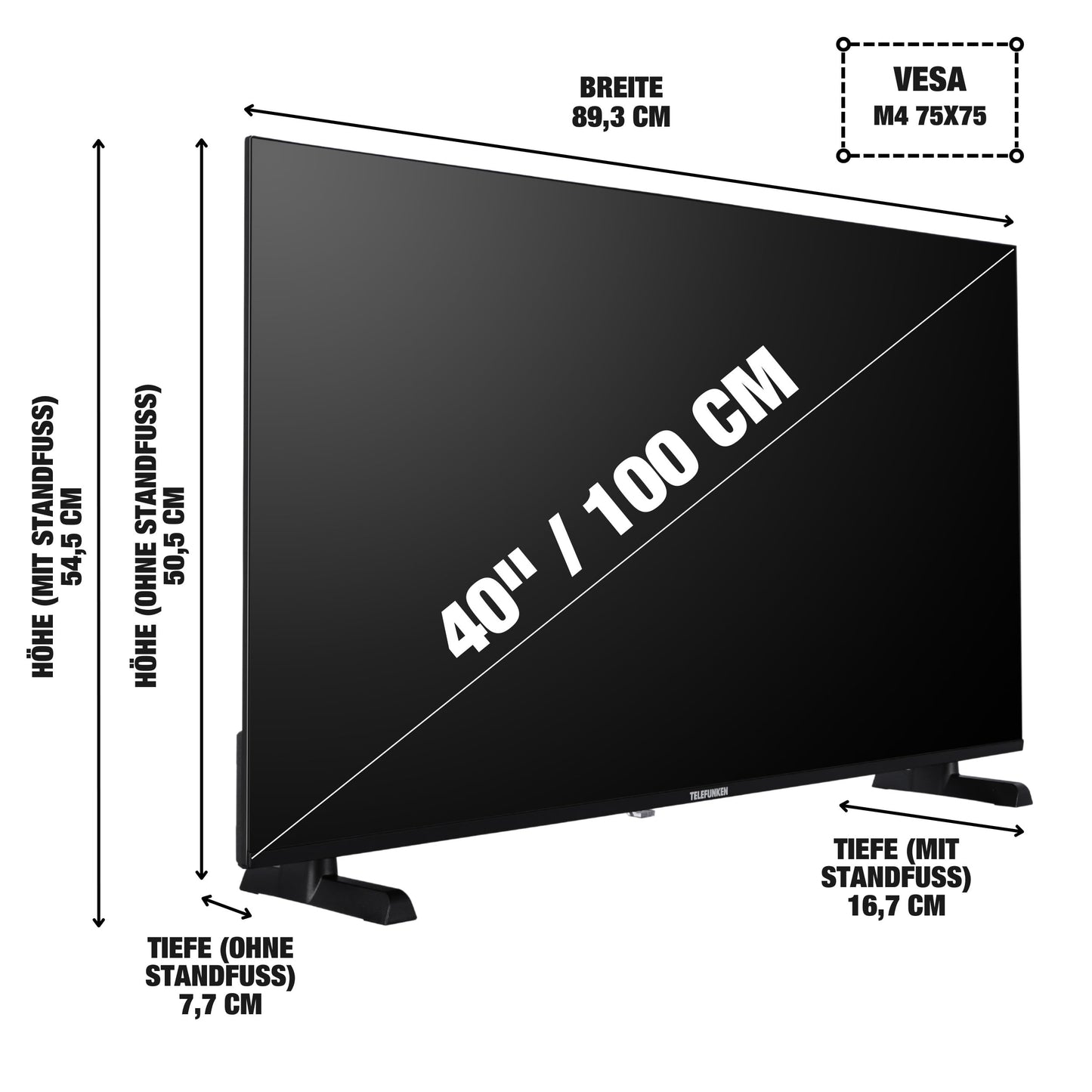 TELEFUNKEN XF40P900S 40 inch LED TV Full HD (1920x1080 pixels) with 100 cm screen diagonal and integrated triple tuner (2026)