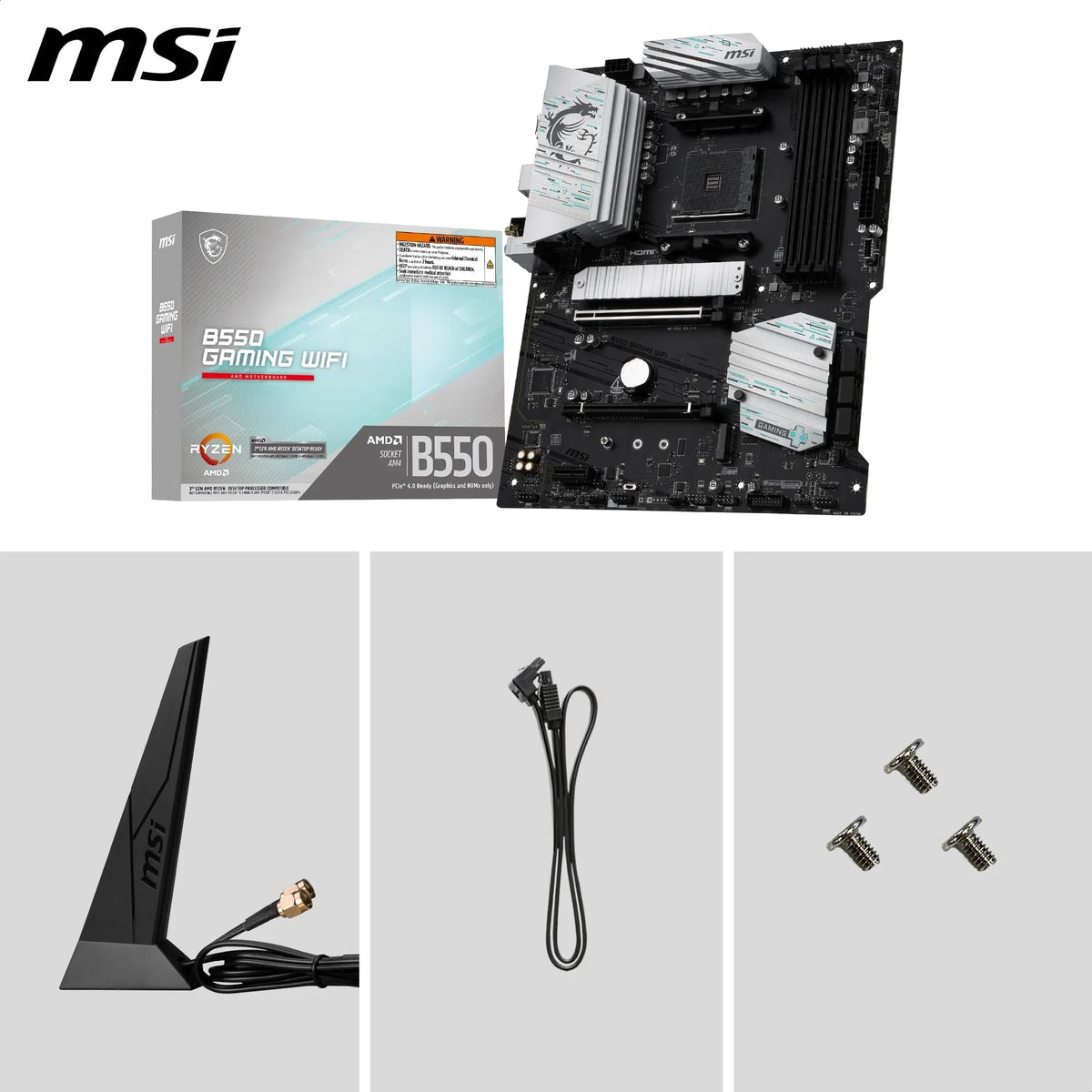 MSI B550 Gaming WiFi Placă de bază, ATX - Suportă procesoare AMD Ryzen 5000 Series, 5000 G-Series, 4000 G-Series și 3000 Series, AM4 - Memorie DDR4 Boost 4400+MHz/OC, PCIe 4.0 x16, M.2 Gen4, 1G LAN - 7C56-085R
