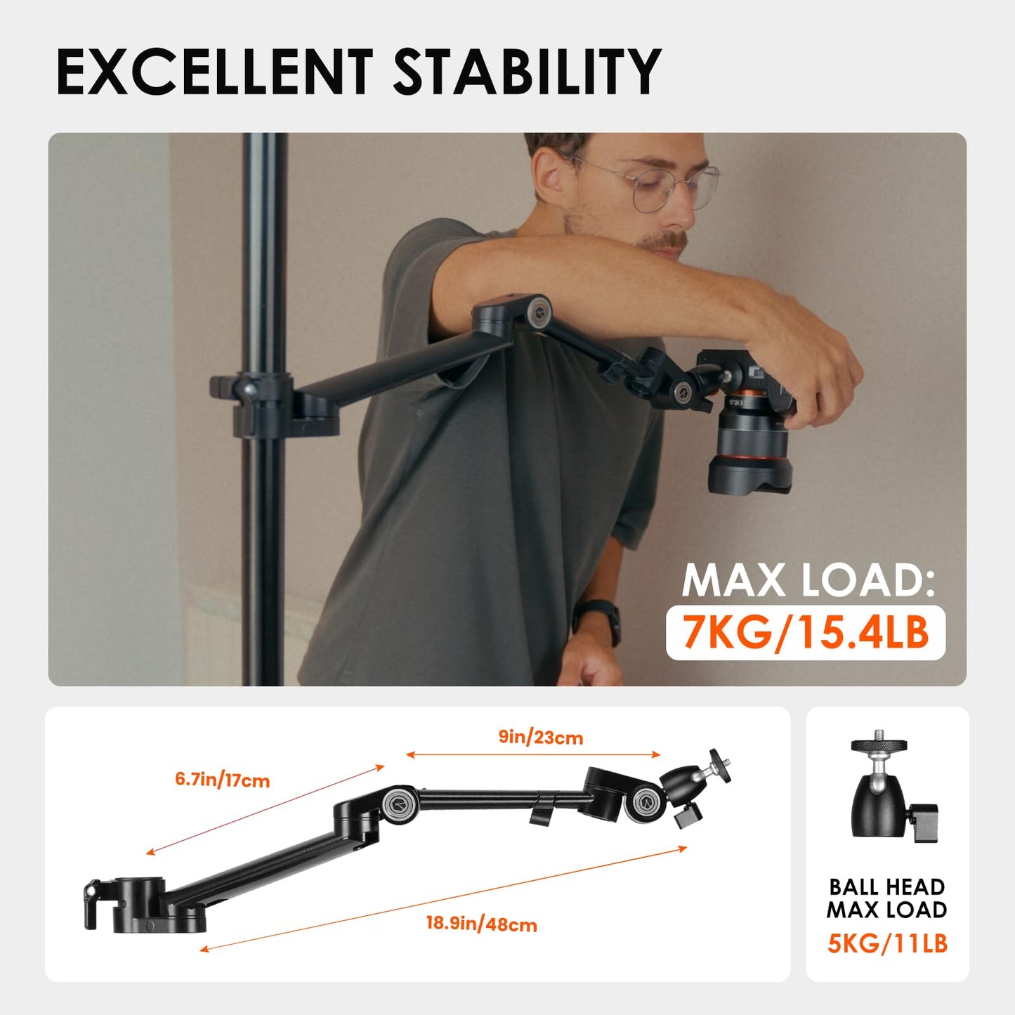 TARION Titanrig Arm Module Z: Camera Table Tripod Overhead Tripod Table Mount Clamp Tripod Flexible Joint Arm Table Mount for DSLR Cameras Ring Lights Webcam Titanrig (Z)