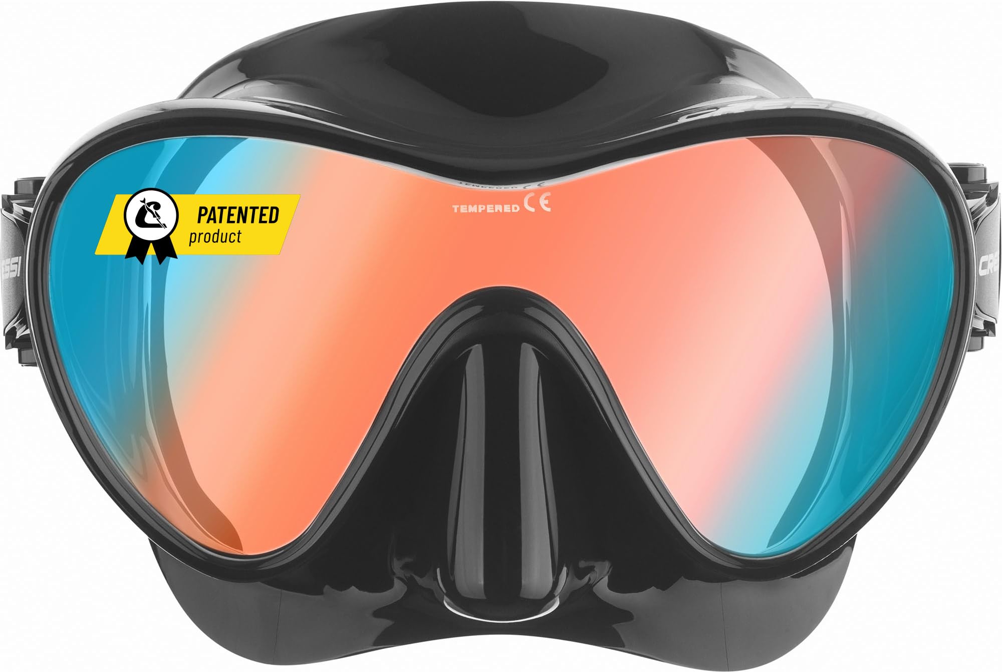 Cressi Frameless Diving Mask F1 - Fog-free Glass Lens, Diving Goggles - Ergonomic Silicone Rim, Snorkel Mask - Dry Snorkel & Snorkel Set - Black/Blue Ultravision Lens - Mask - ZDN282150