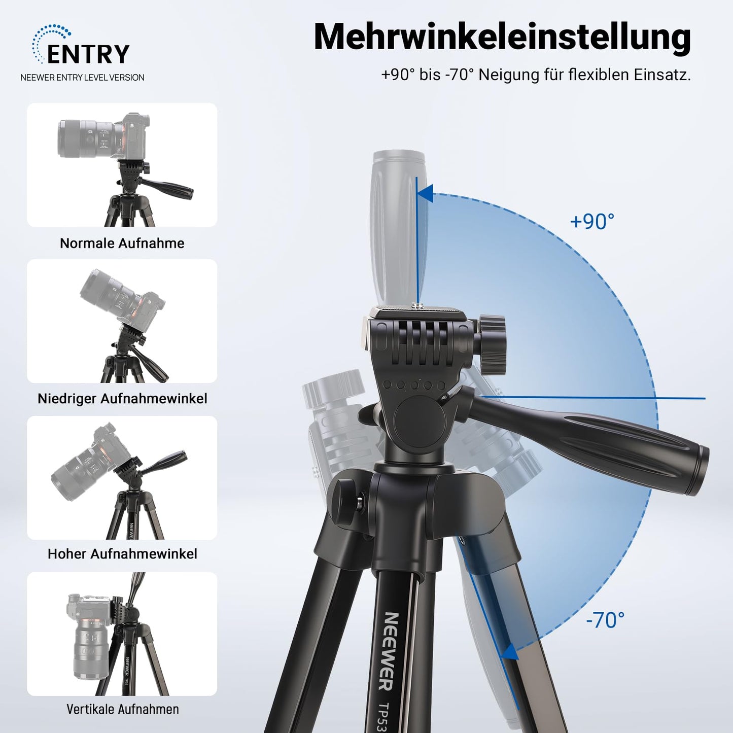 NEEWER Entry Level Version Tripod for Cell Phone & Camera, Metal Lightweight Portable Travel Tripod with Cold Shoe Cell Phone Holder Compatible with iPhone for Video Recording, TP53