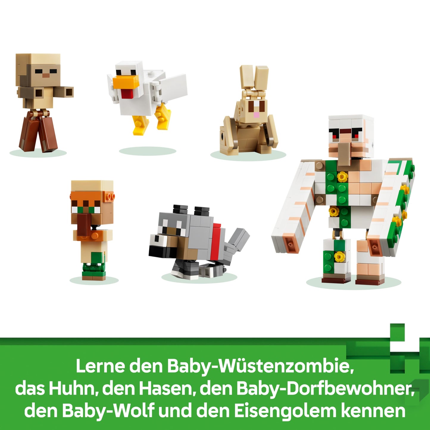 LEGO Minecraft Attack of the Chicken Rider in the Desert - Toy with 6 figures including Iron Golem & Baby Wolf - Room decoration for children - Gaming gift for boys, girls and fans aged 9 and over - 21592