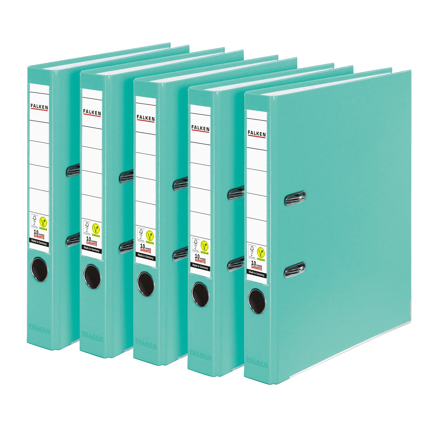 FALKEN 5x PP-Color plastic folder 5 cm narrow DIN A4 turquoise - 15003220