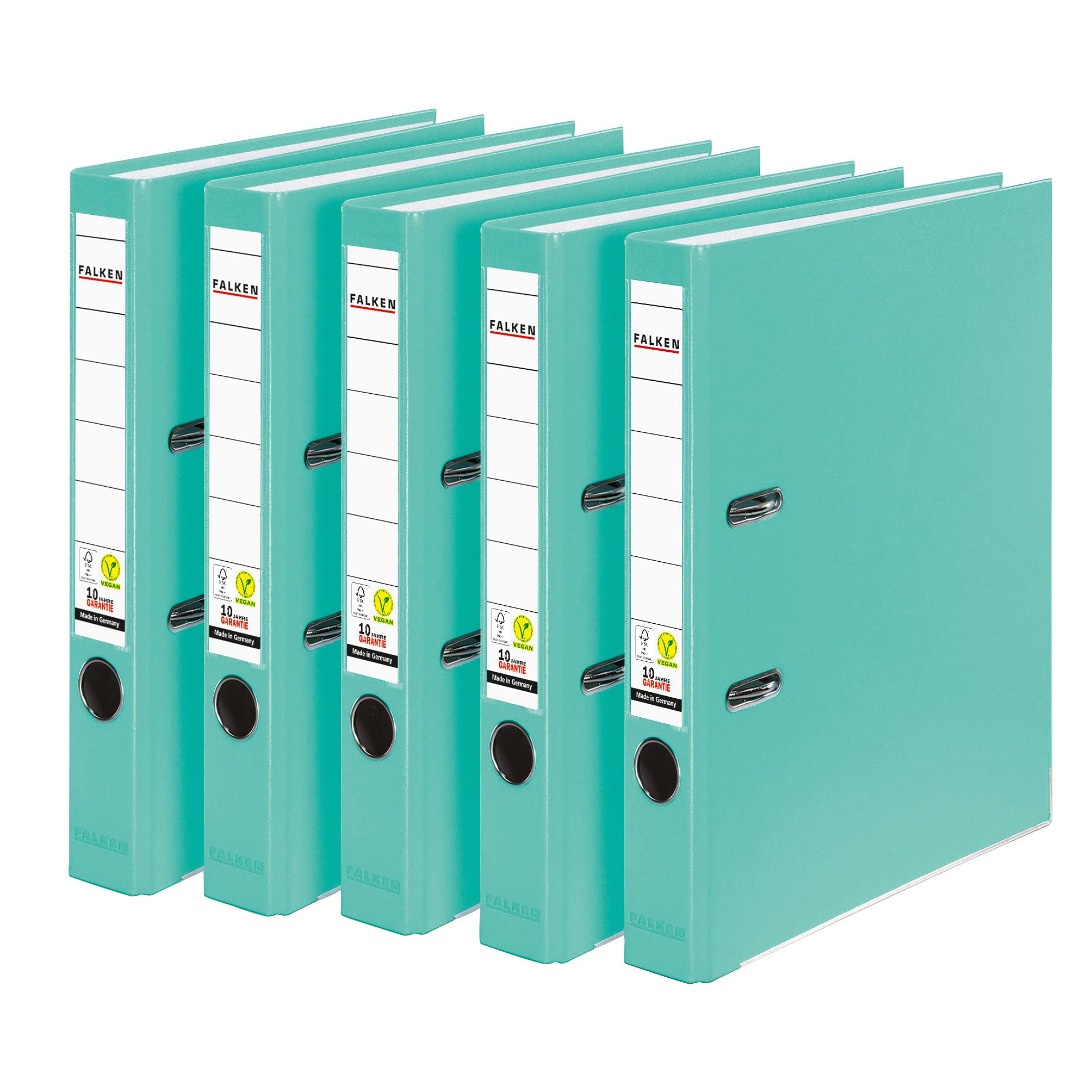 FALKEN 5x PP-Color plastic folder 5 cm narrow DIN A4 turquoise - 15003220