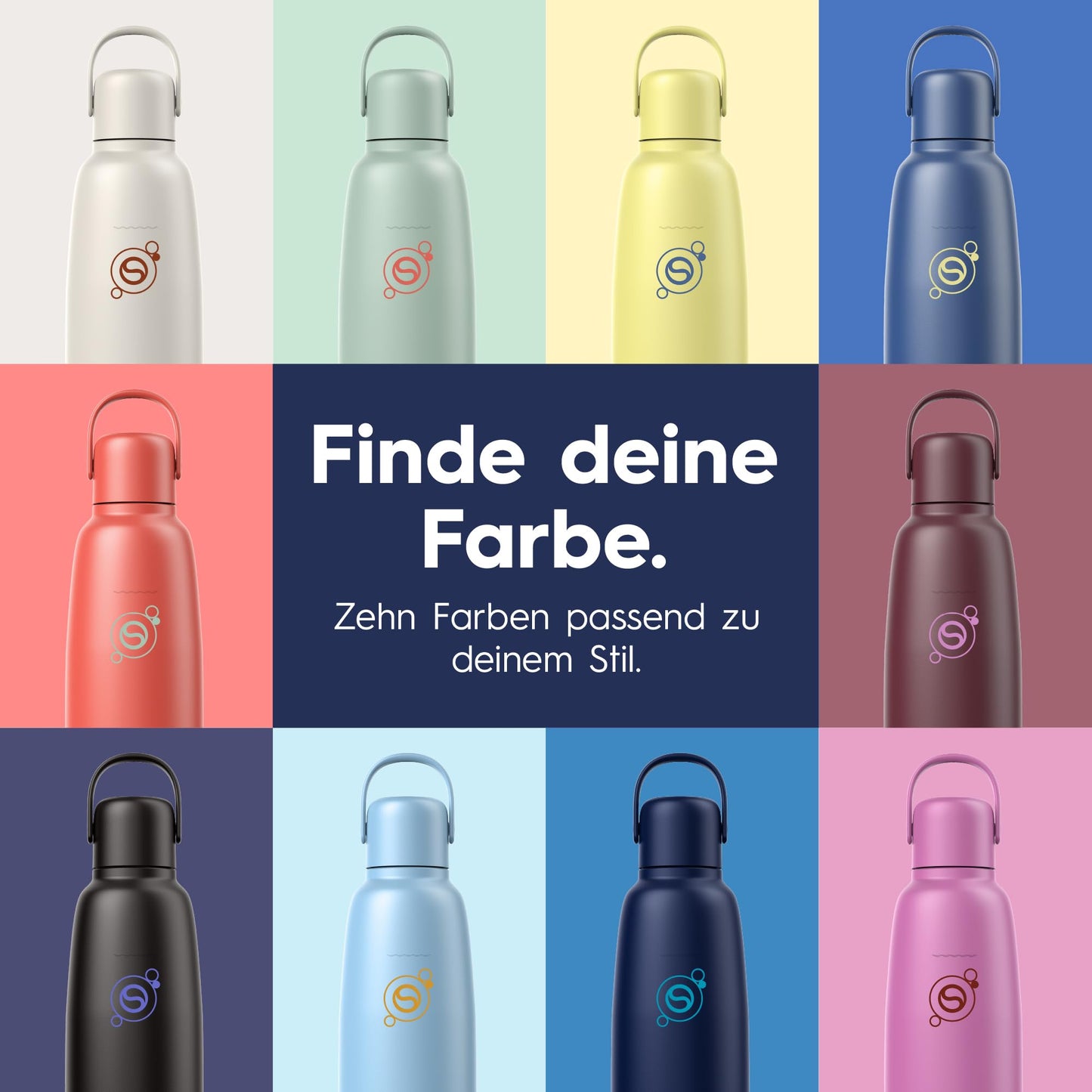 sodastream Fizz & Go stainless steel soda bottle 0.9 l, double-walled insulated thermos bottle, keeps hot & cold, for carbonated drinks, compatible with DUO, TERRA, ART, ENSO & more, Blueberry - 1062414440