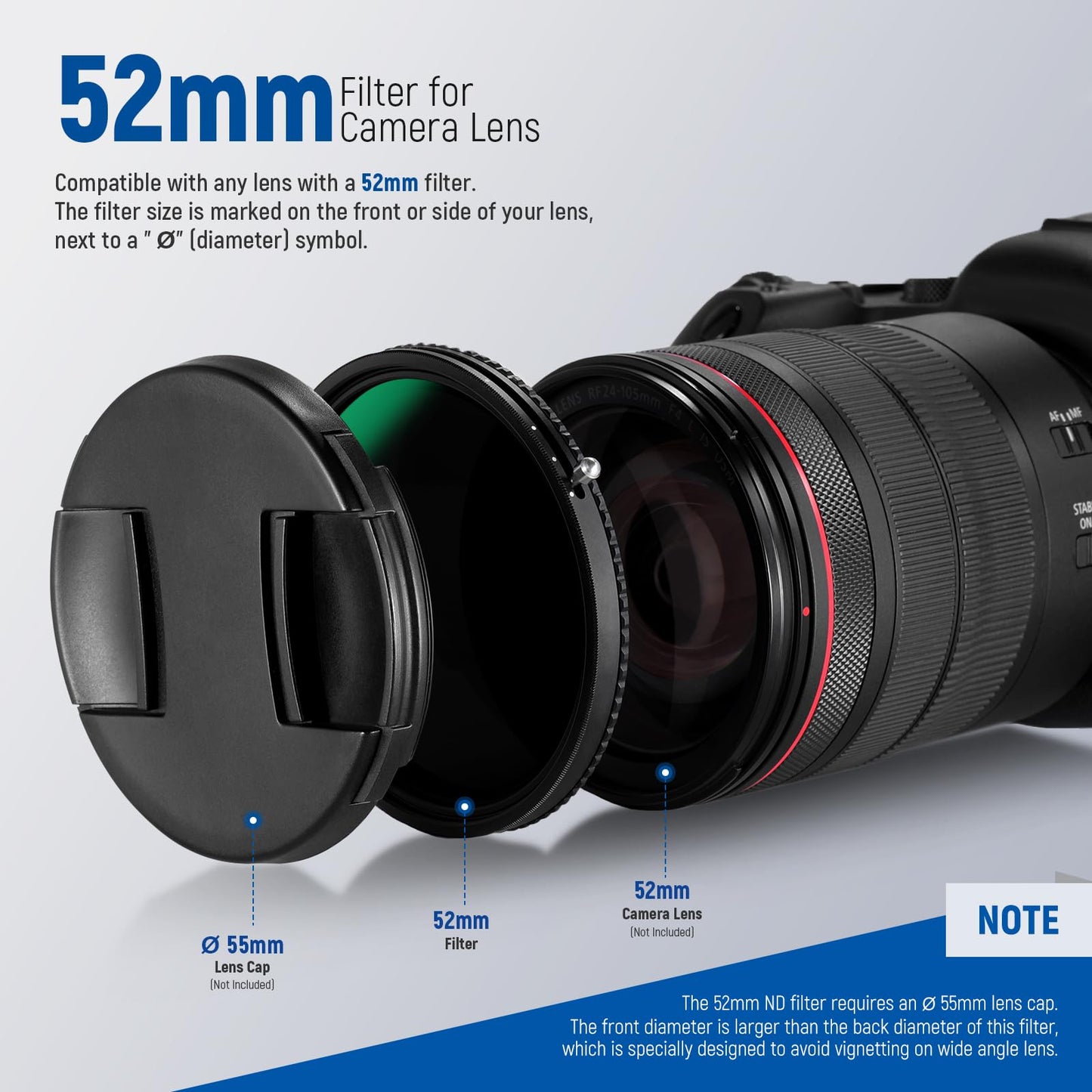 NEEWER 2-in-1 52mm Variable ND Filter ND2-ND32 & CPL Filter (Circular Polarizing Filter), No X-Cross/30 Layer Nano Coating/HD Optical Glass/Ultra Thin Frame - 10102085
