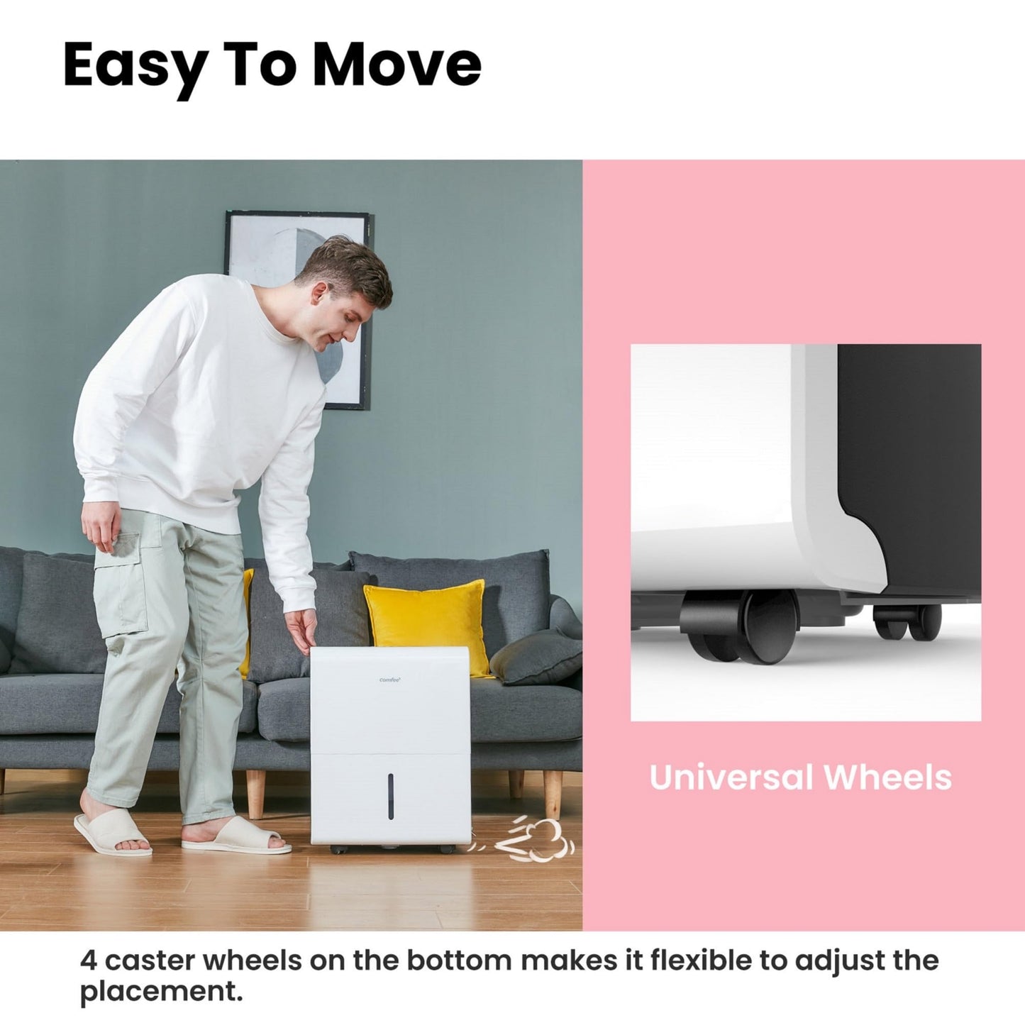 Comfee dehumidifier, 30 L/24 H, room size approx. 180 M³, 80 M², intelligent dehumidifier mode, for apartment, bathroom and basement, 24 H timer, water tank 3 L, white, MDDP-30DEN7