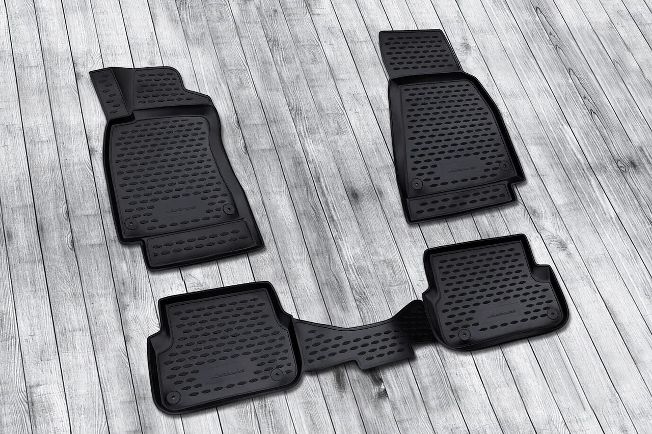 Element 3D rubber floor mats suitable for Audi A4 | Mk4 IV B8 | 2007-2015 | AT | 100% custom-fit all-weather floor mats made of TPE, high edge, waterproof, non-slip, odorless - EXP.NLC.04.09.210
