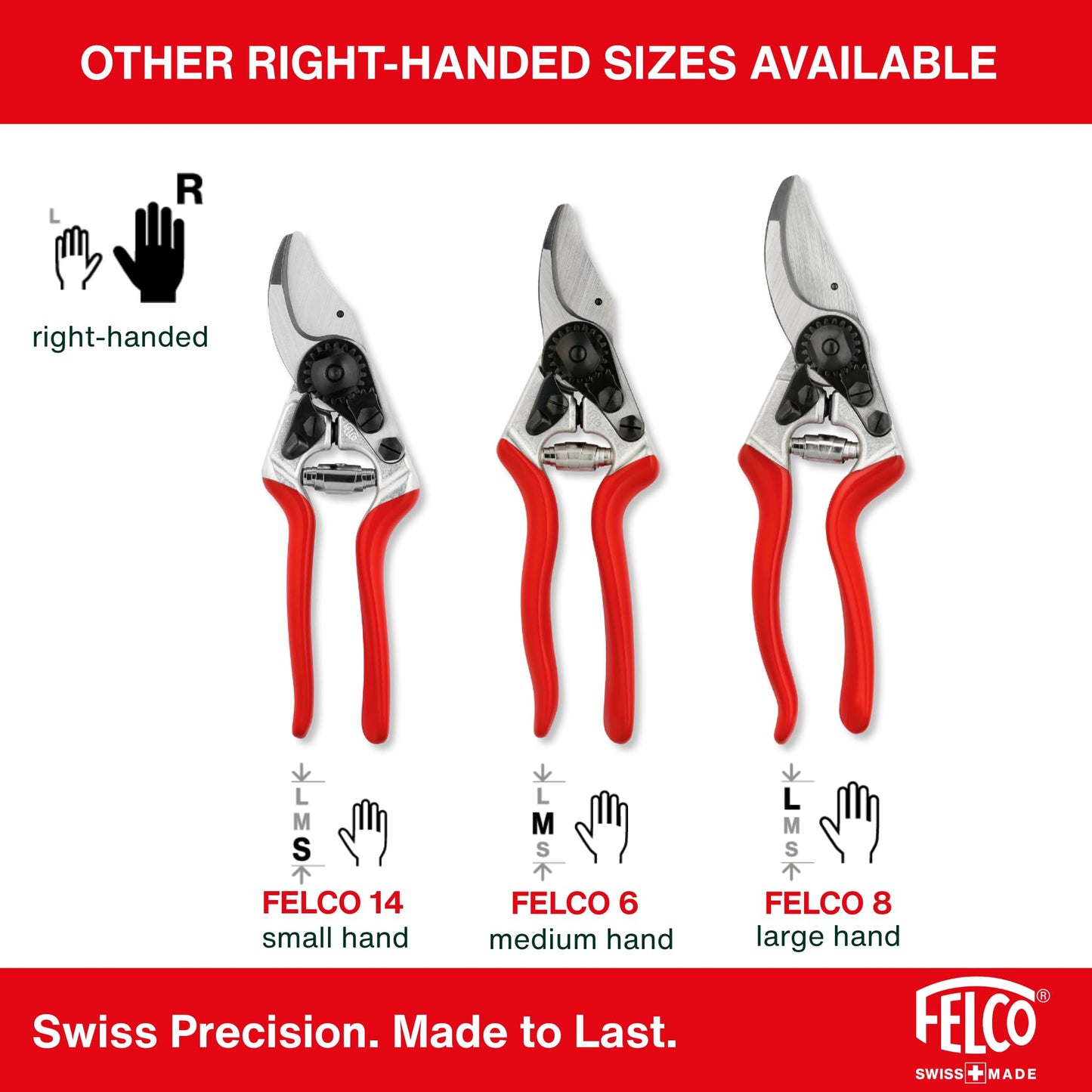 FELCO 16 bypass secateurs for left-handed medium-sized hands, 42 mm hardened steel blade, forged aluminum handles, cut up to 20 mm, ergonomic, Swiss Made
