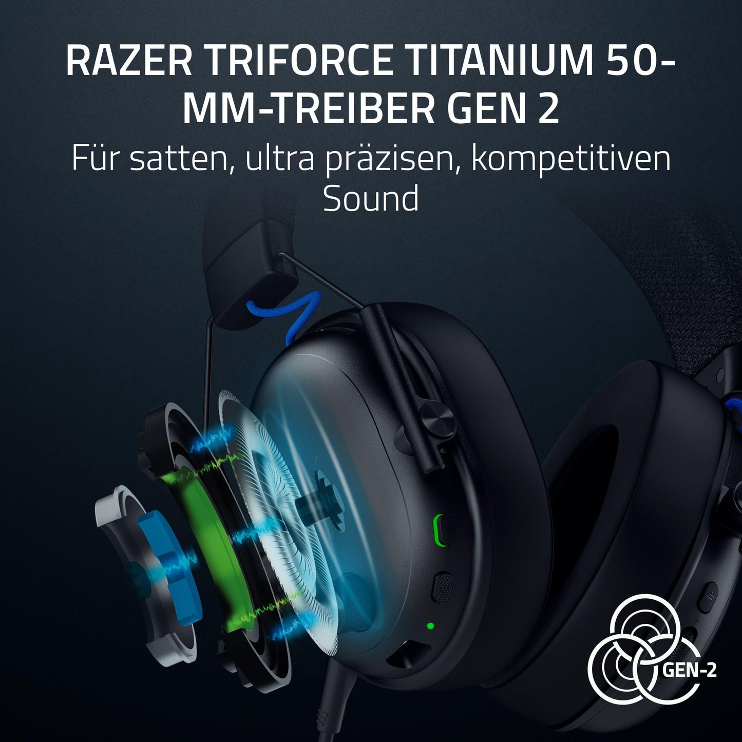 Razer BlackShark V3 for PlayStation - Wireless E-Sports Headset - TriForce 50 mm Drivers - Detachable Broadband Microphone - HyperSpeed 2.4 GHz & Bluetooth - THX Spatial Audio - PS5/PC | Black - RZ04-05410300-R3G1