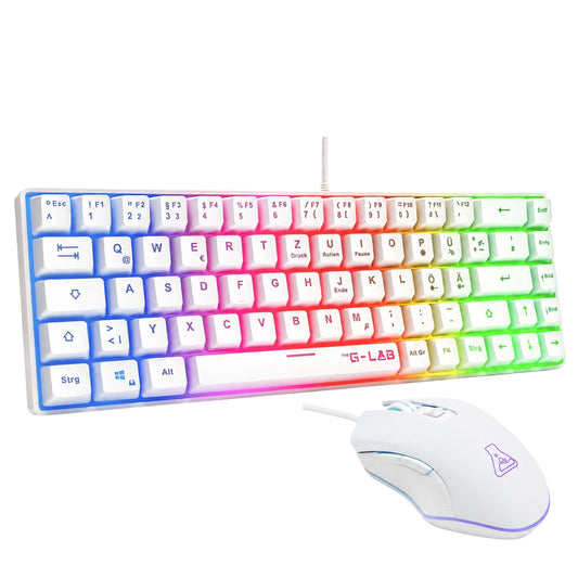 The G-Lab Combo Hydrogen - Set Tastatur și mouse gaming Alb QWERTZ DE - COMBO-HYDRO-W