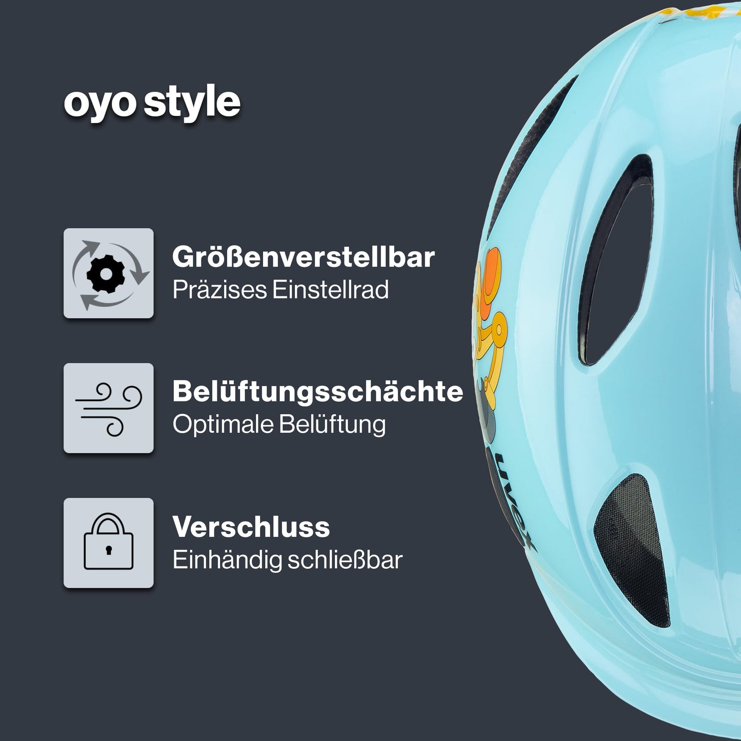 uvex OYO Style children's bicycle helmet, Digger Cloud, 45-50 cm - S4100470915