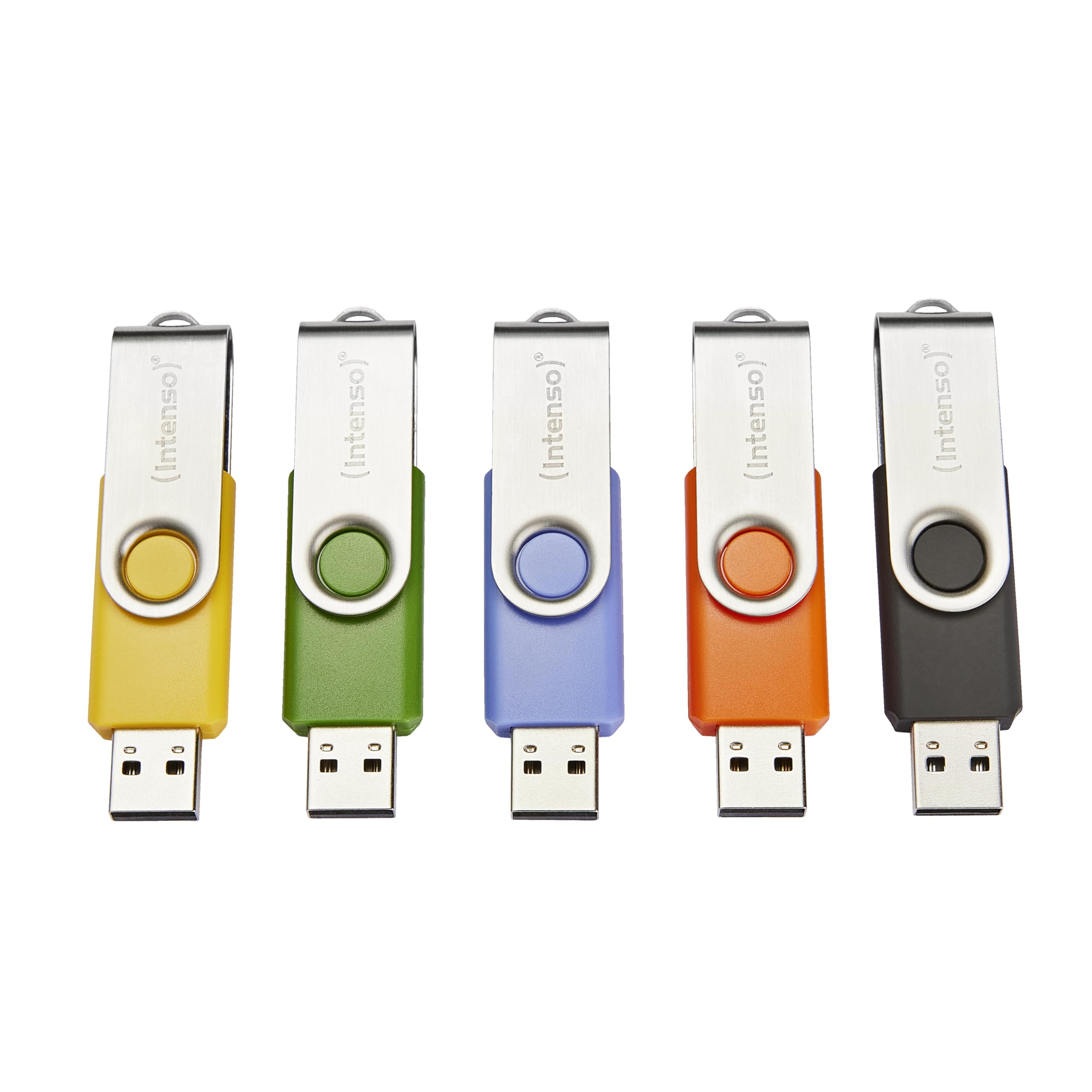 Intenso Basic Line 5X 64 GB USB sticks USB 2.0 with practical labels, yellow, green, black, blue + orange, with silver metal bracket, pack of 5: Amazon.de: Electronics & Photo - 3503595