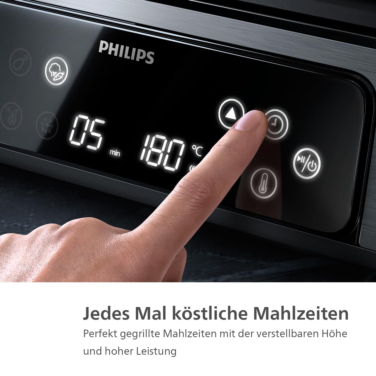 Philips contact grill - temperature sensor and 8 preset functions Grill with large grill surface. Digital temperature control 60°C-220°C. Easy to clean (HD6307/70)