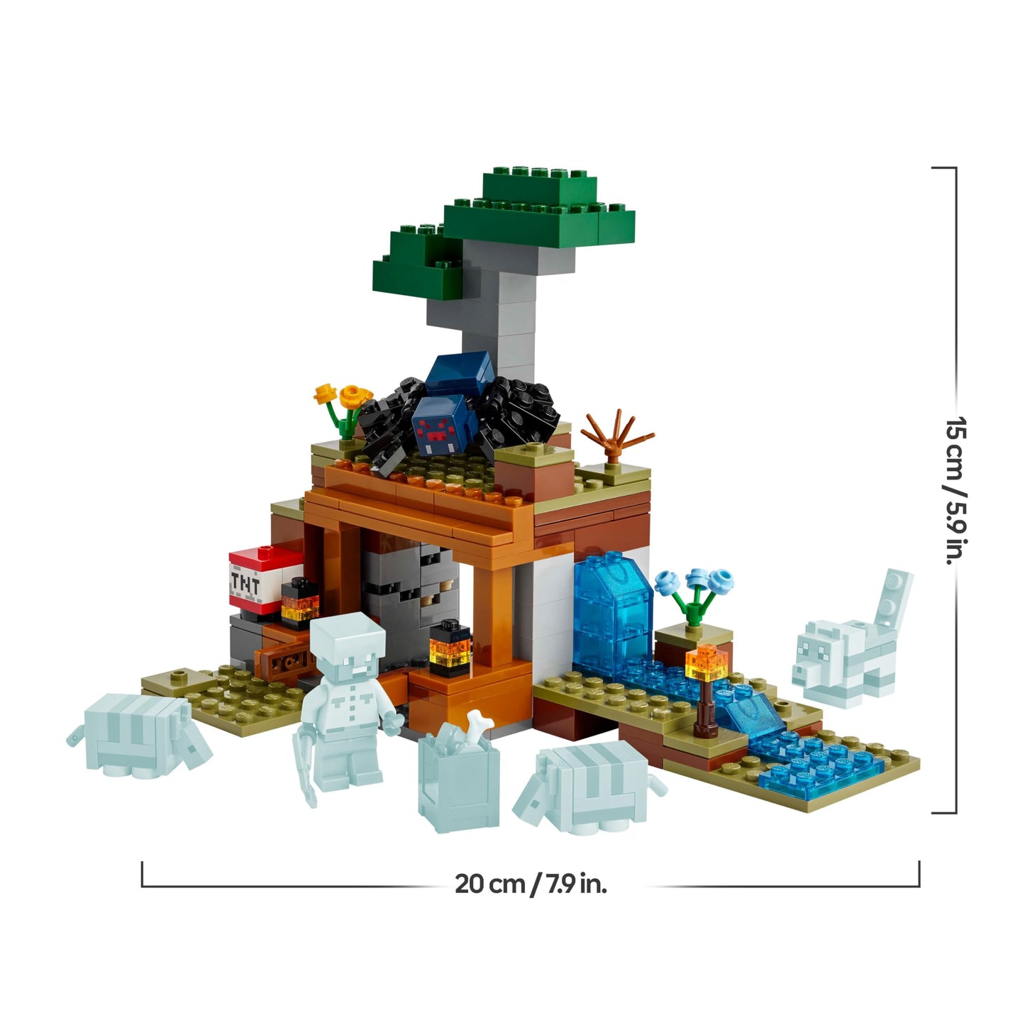 LEGO Minecraft The Expedition to the Armadillo Mine - Interactive Gamer Toy with Cave Spider and Wolf Figures - TNT Function - Gaming Gift for Boys and Girls Ages 8 and Up - 21269