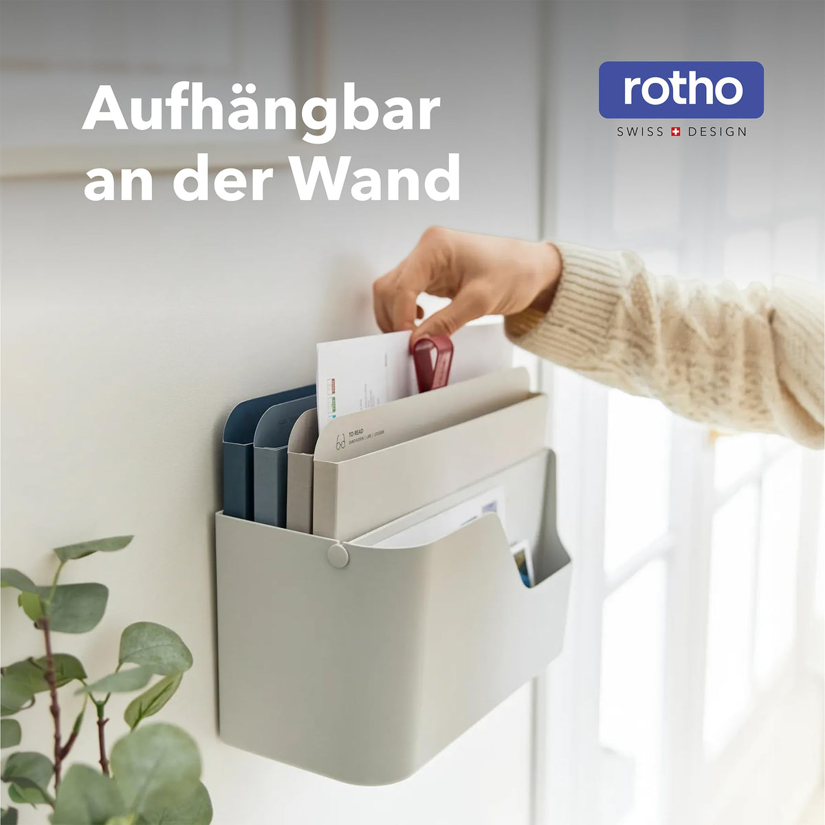 Rotho MyPaper Desk Organizer Document Organizer for Office White Blue - 1060001023WS
