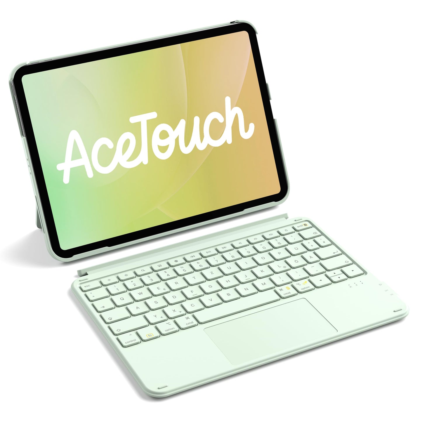 Inateck case with keyboard, ultralight keyboard for iPad 10/11 generation A16 2025 11 inch, iPad Air 11" M3/M2 (2025/2024), Air 5/4, Pro 11 4/3/2/1, removable, with touchpad, QWERTZ, AceTouch KB04122 - KB04122-GN-DE
