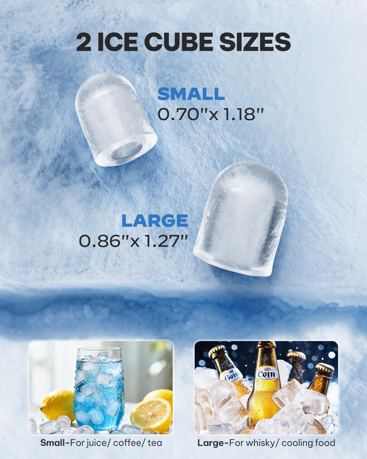 Silonn Ice Cube Machine with Handle Ice Cube Basket - Portable & Self-Cleaning, Mini Ice Maker 9 Ice Cubes/6 Min. 12 KG/Day, Simply Remove Ice Cubes and Use Anywhere - 21B3