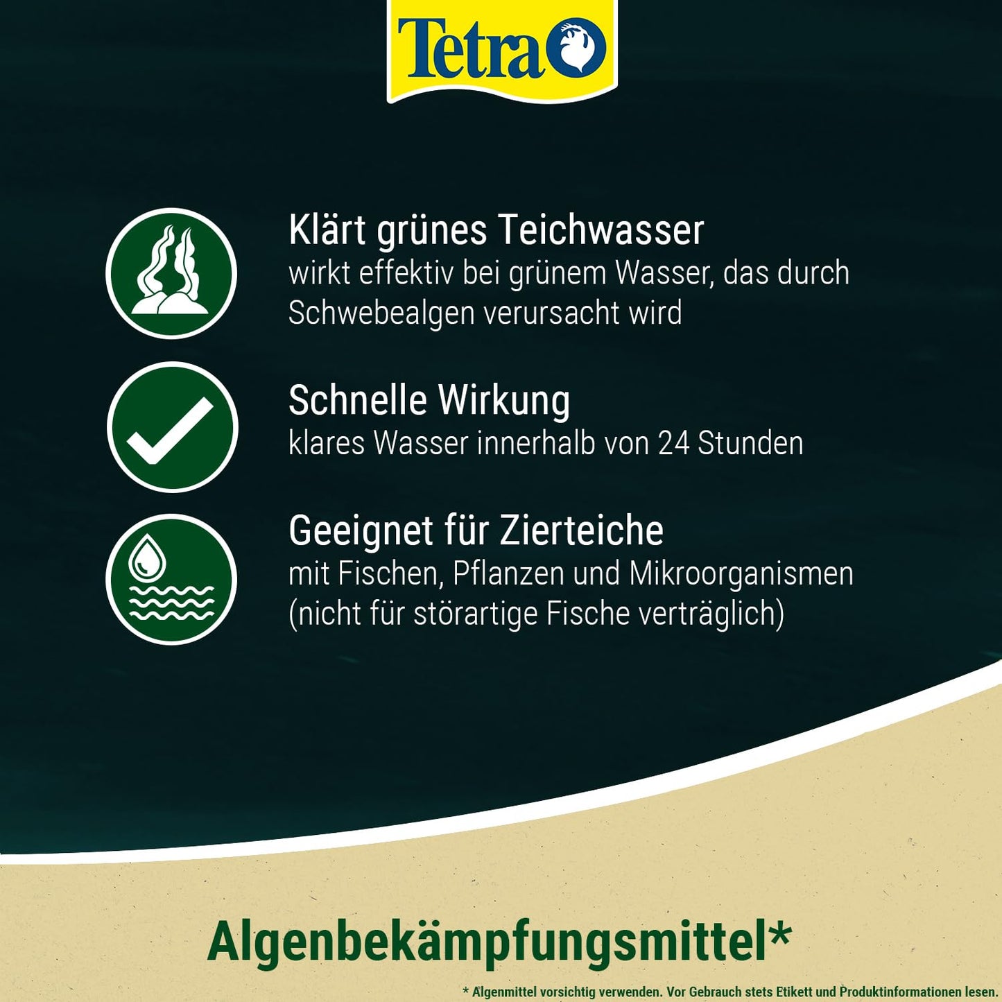 Tetra Pond AlgoRem - 24-hour immediate help against green water in the garden pond, fights floating algae, 1 L bottle - 154445